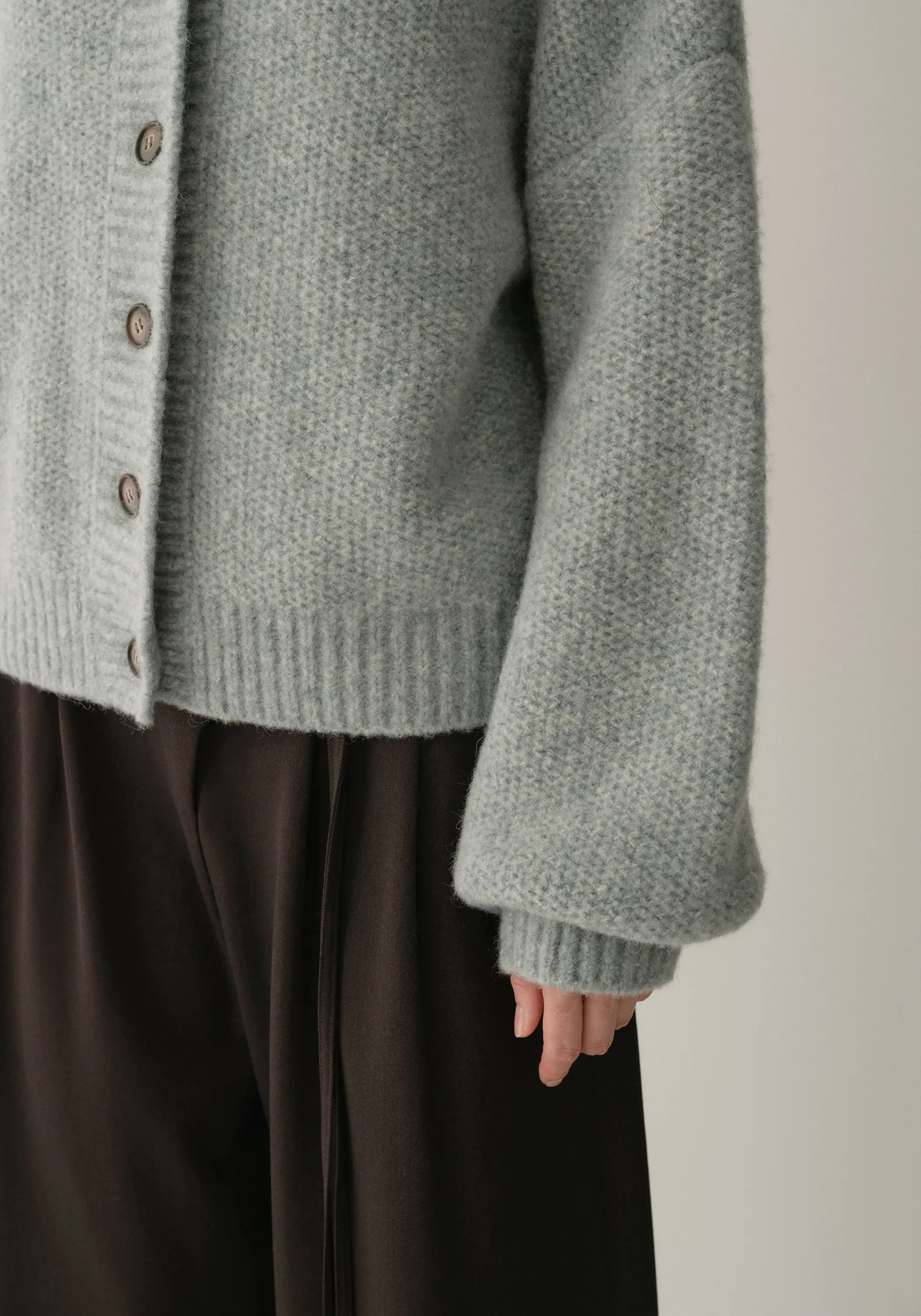 Half-turtleneck Cocoon Wool Cardigan - Image 16