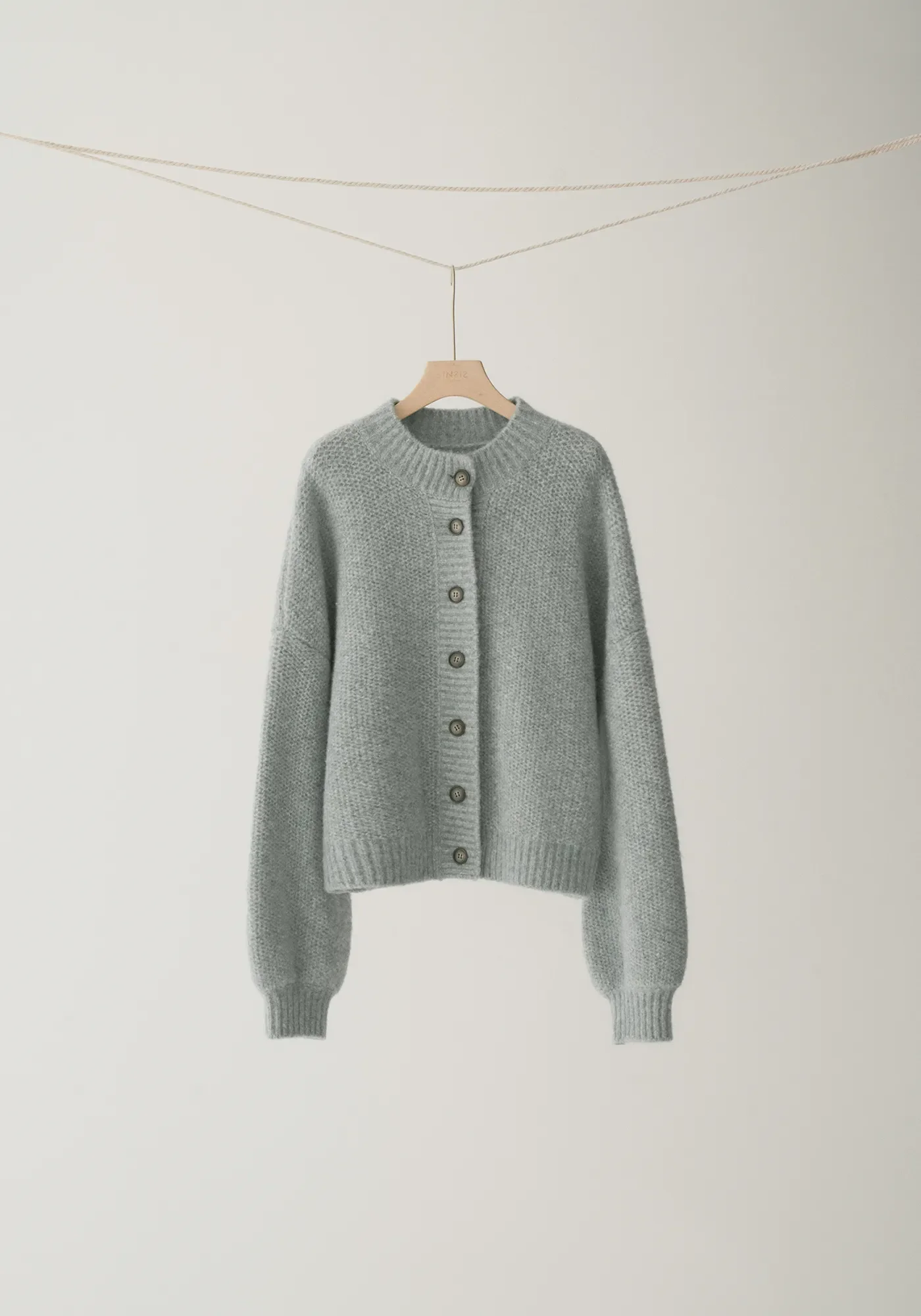 Half-turtleneck Cocoon Wool Cardigan - Image 19