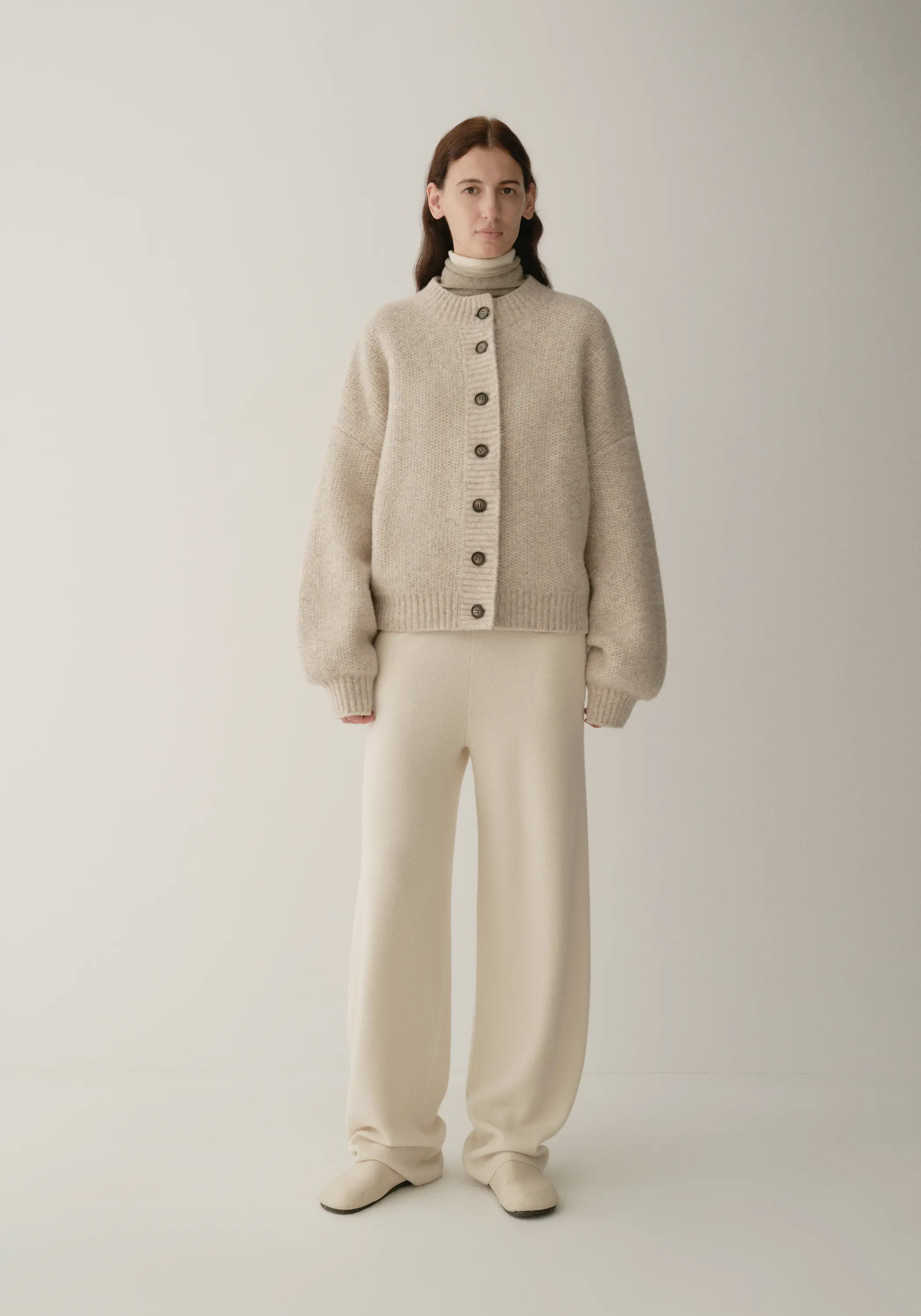 Half-turtleneck Cocoon Wool Cardigan - Image 5