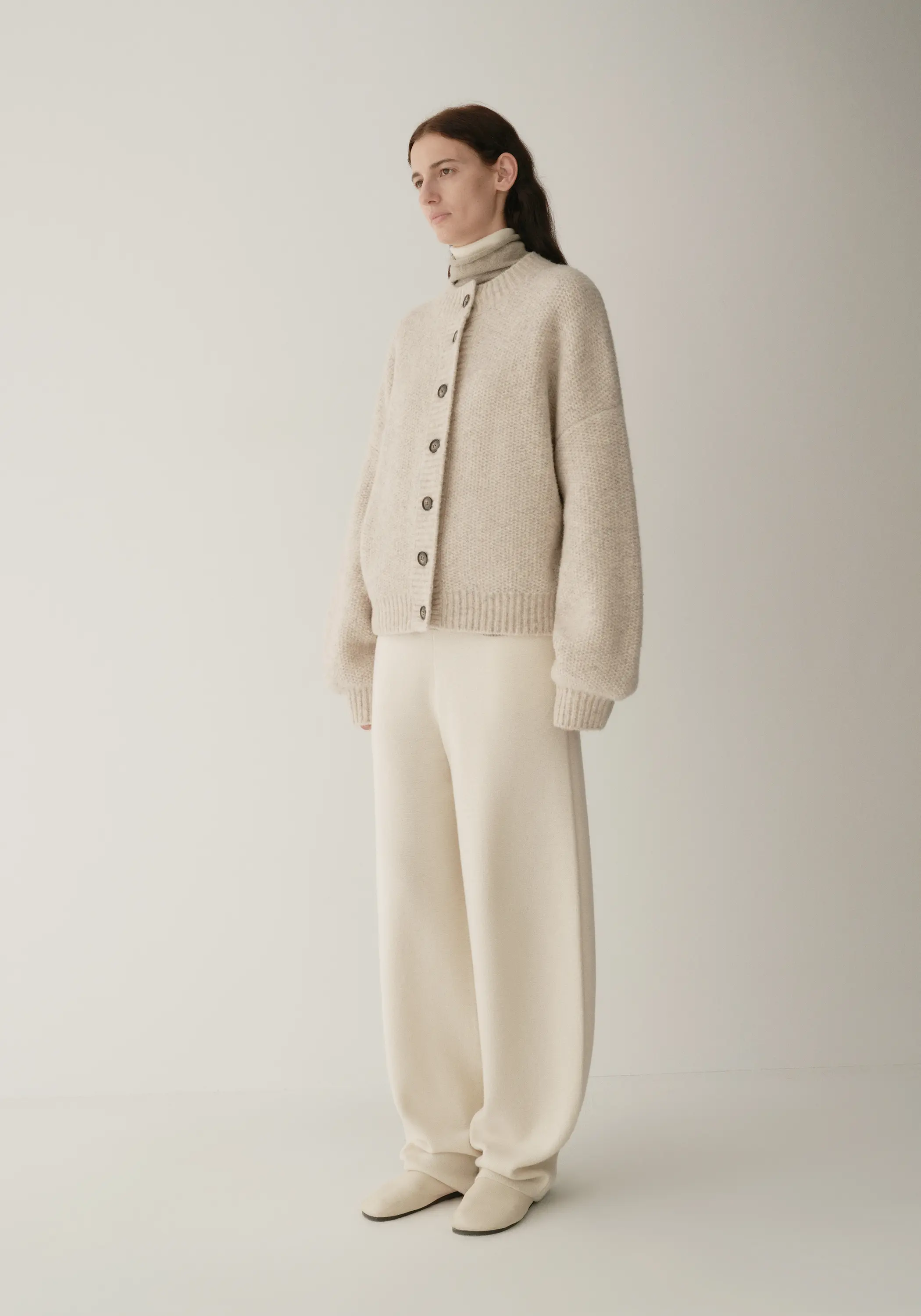 Half-turtleneck Cocoon Wool Cardigan - Image 6