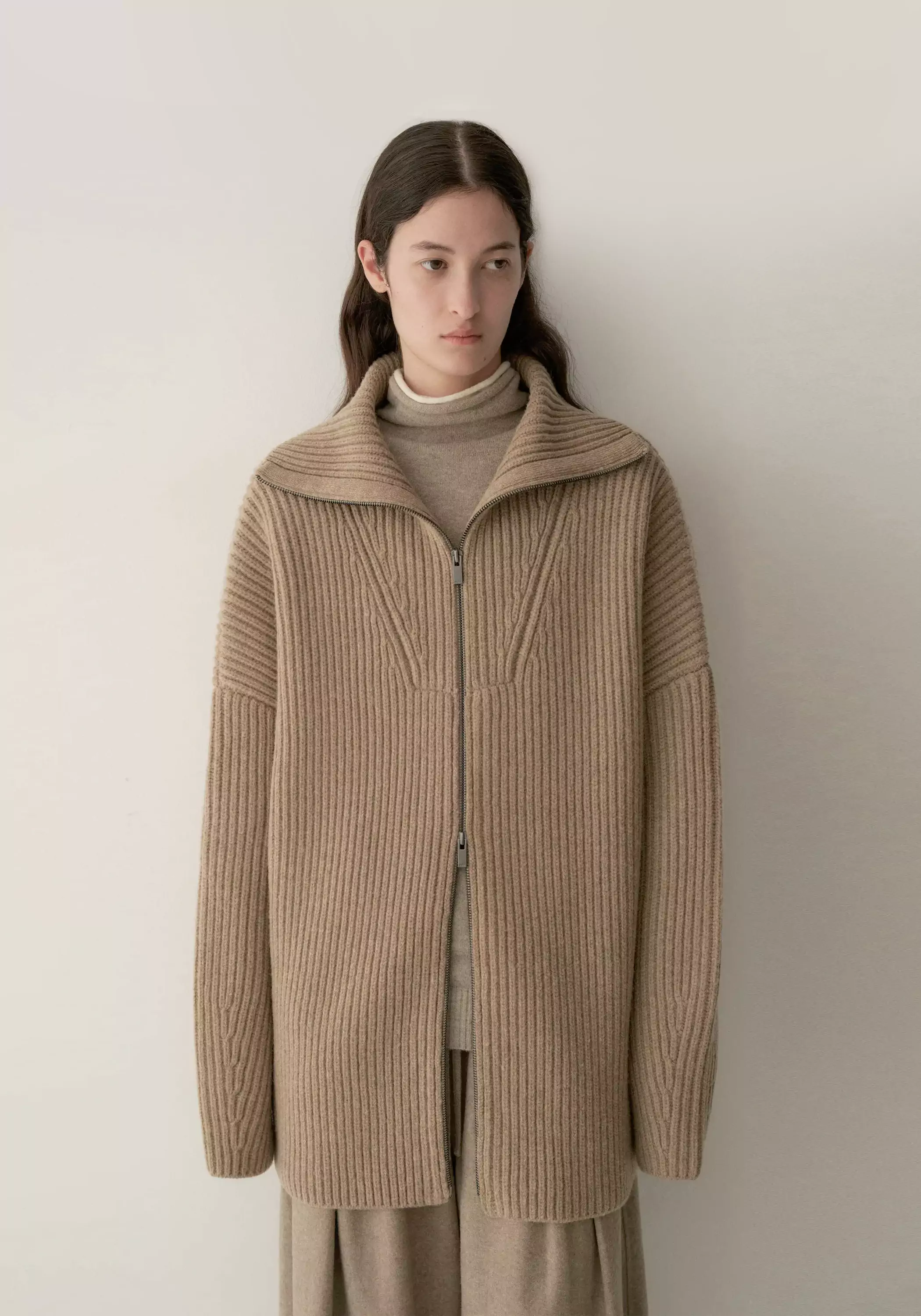 Two-way Collar Knit Cardigan - Image 3
