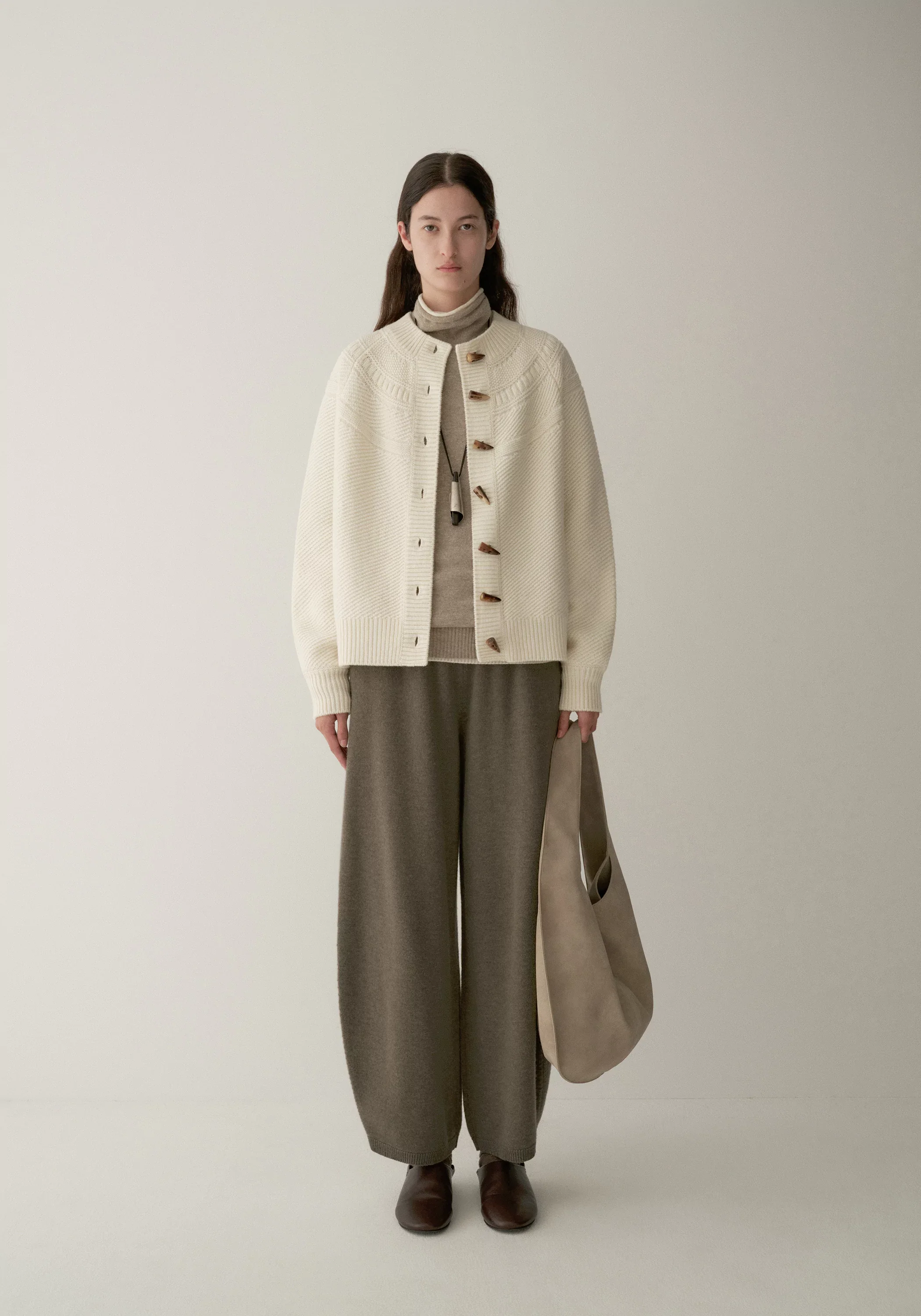 Merino Wool Crewneck Knit Cardigan - Image 11