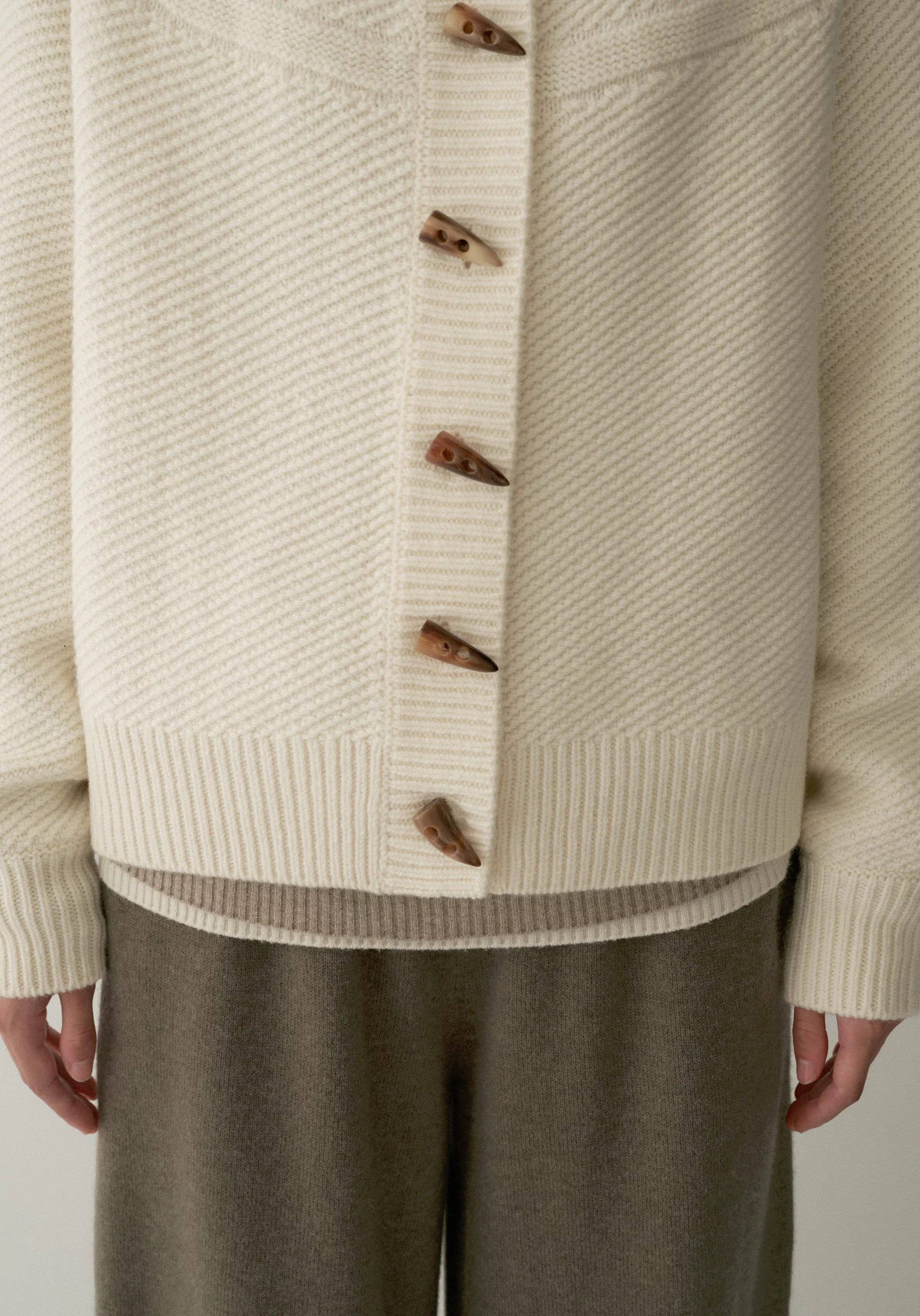 Merino Wool Crewneck Knit Cardigan - Image 16