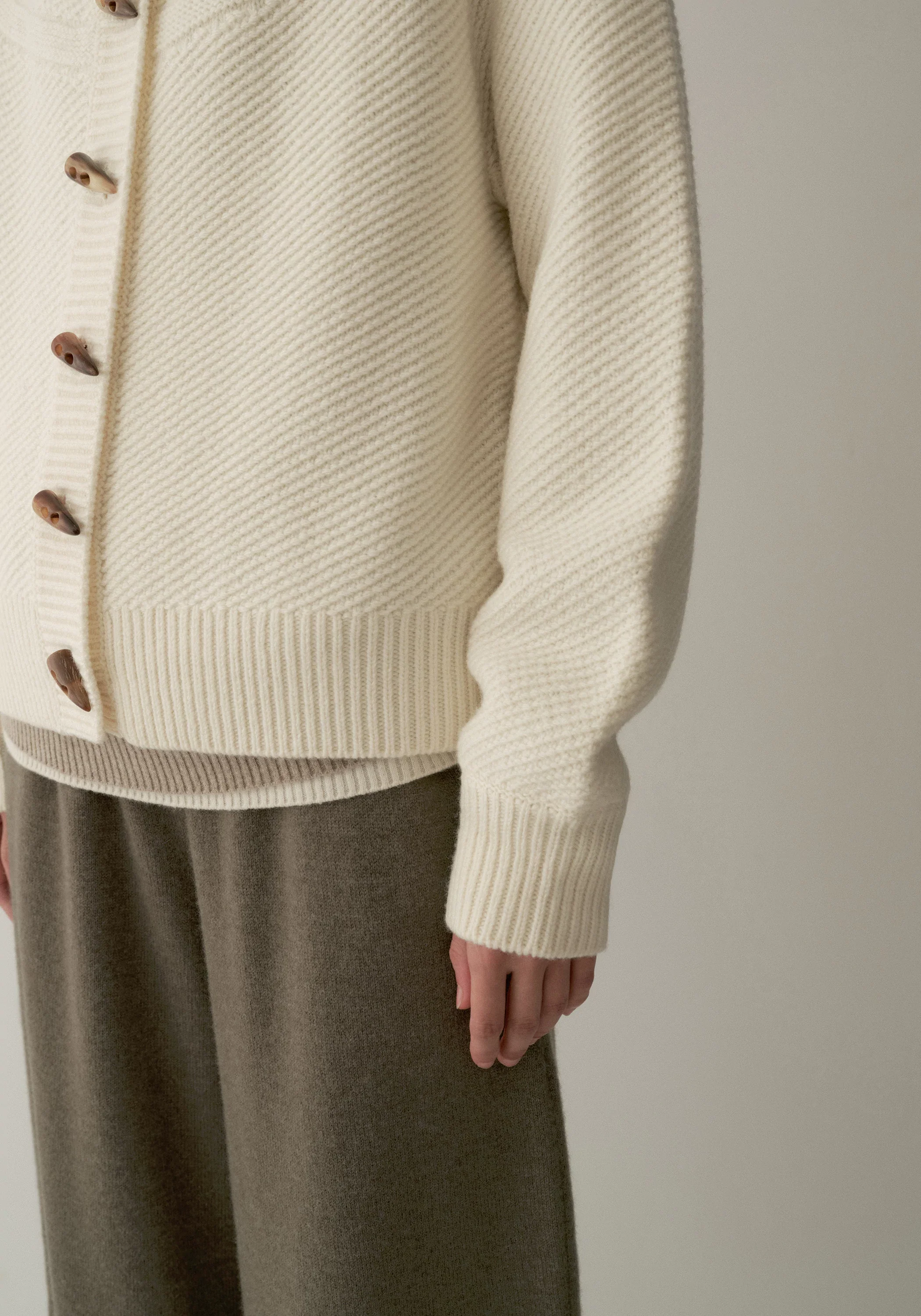 Merino Wool Crewneck Knit Cardigan - Image 17