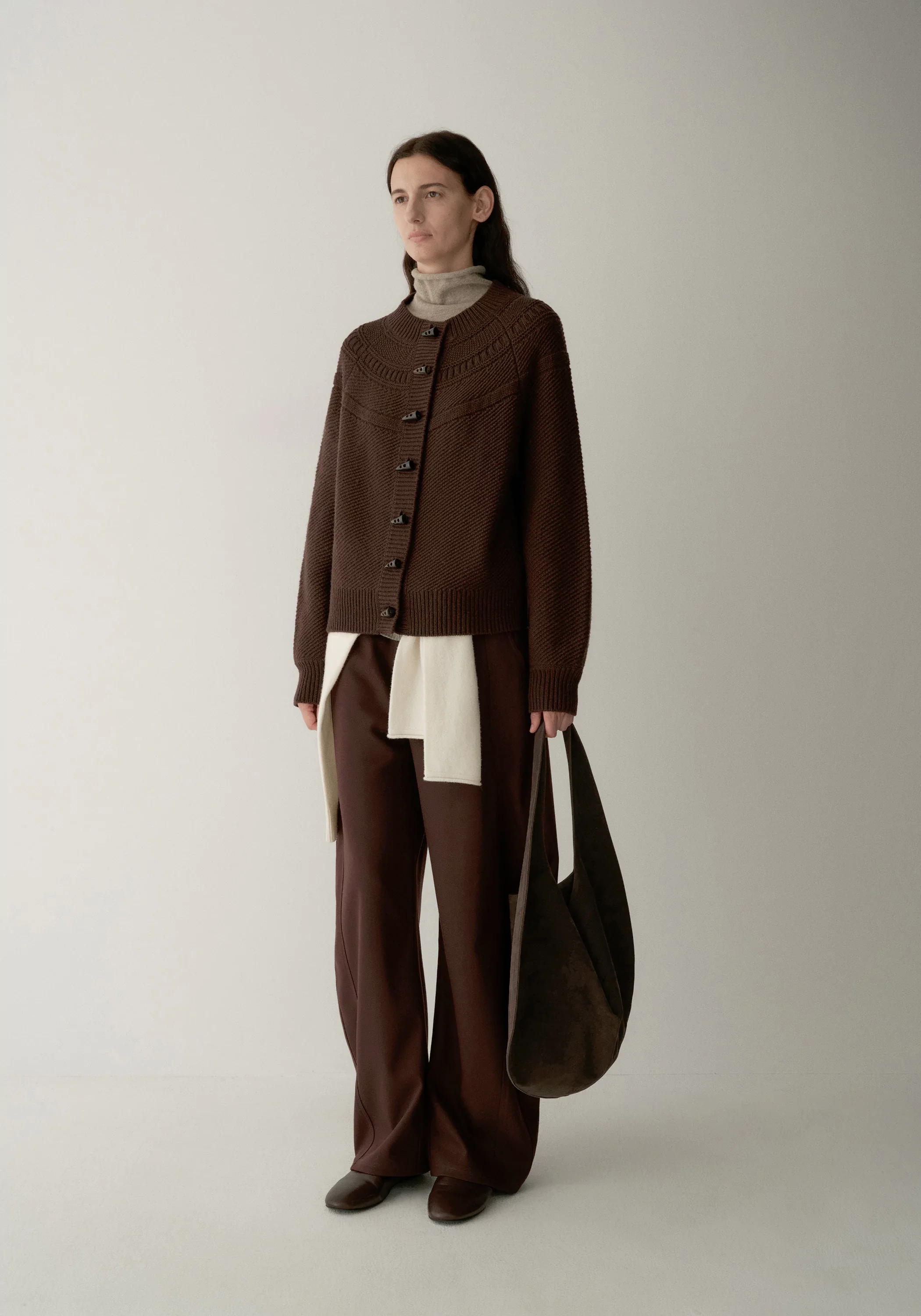 Merino Wool Crewneck Knit Cardigan - Image 4
