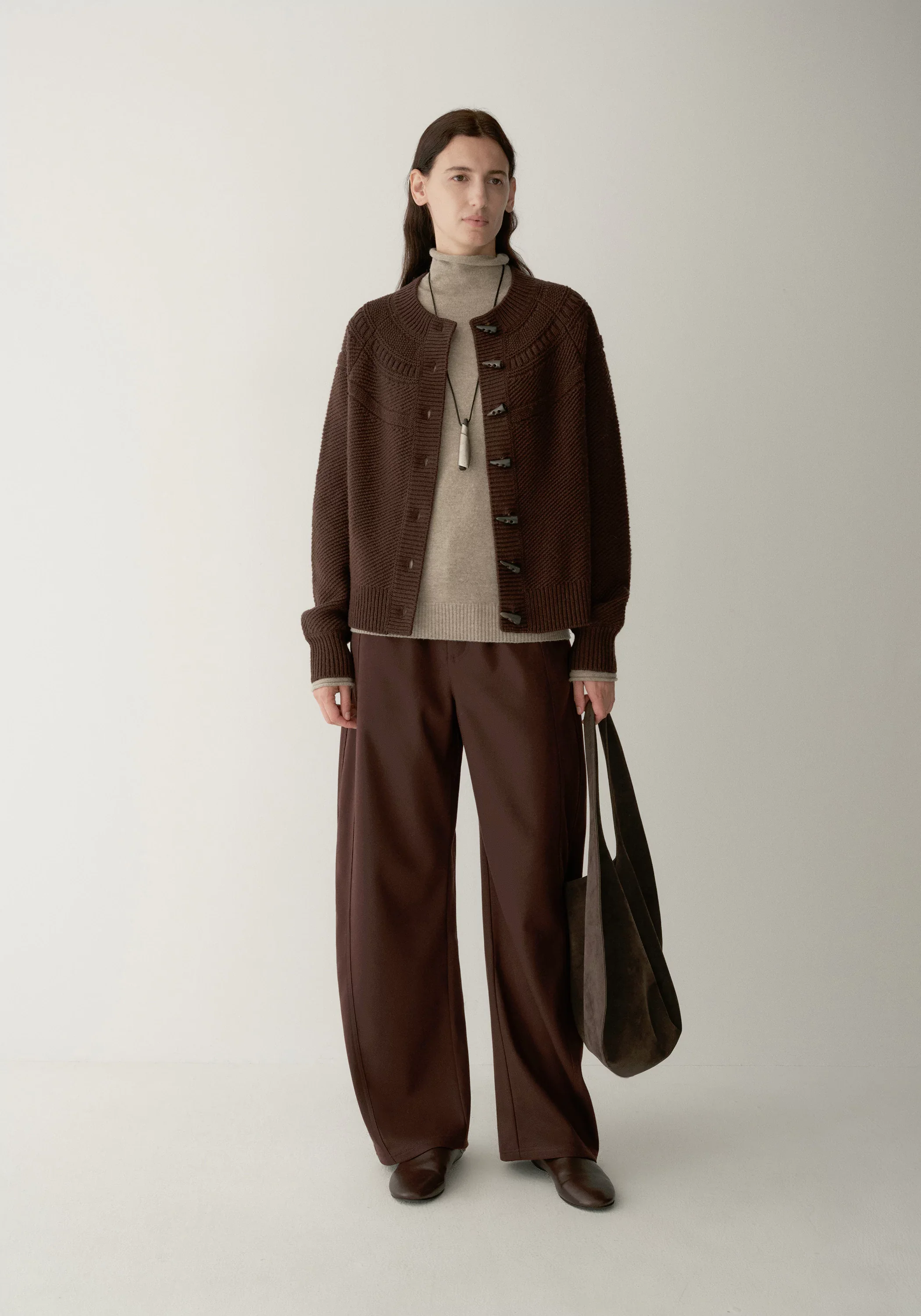 Merino Wool Crewneck Knit Cardigan - Image 5