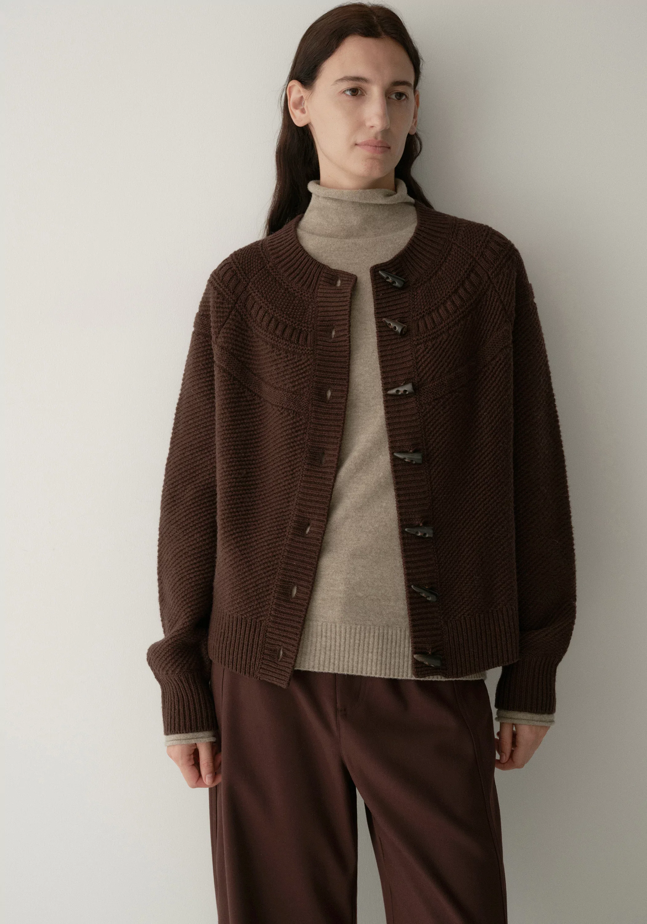 Merino Wool Crewneck Knit Cardigan - Image 6