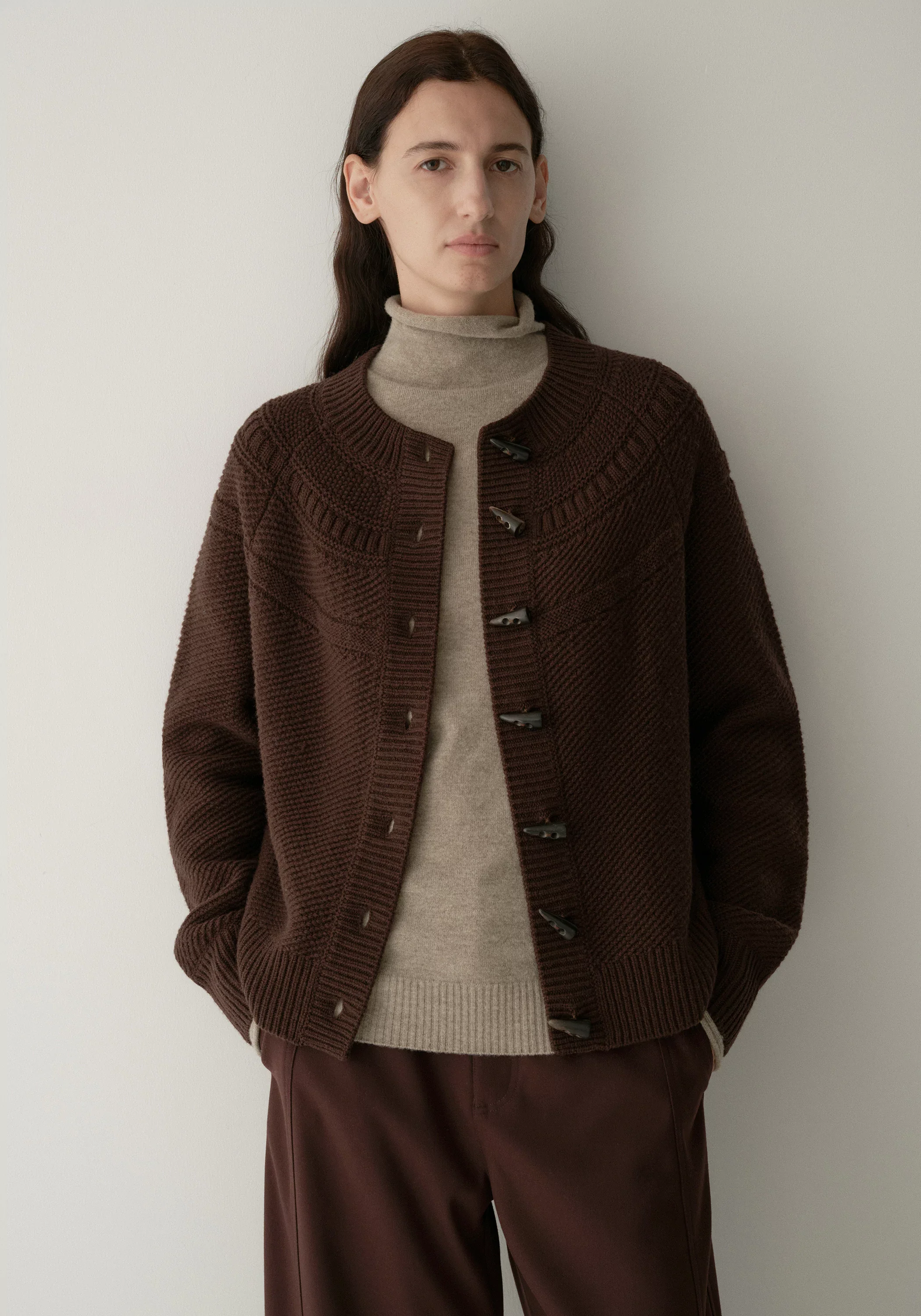 Merino Wool Crewneck Knit Cardigan - Image 7