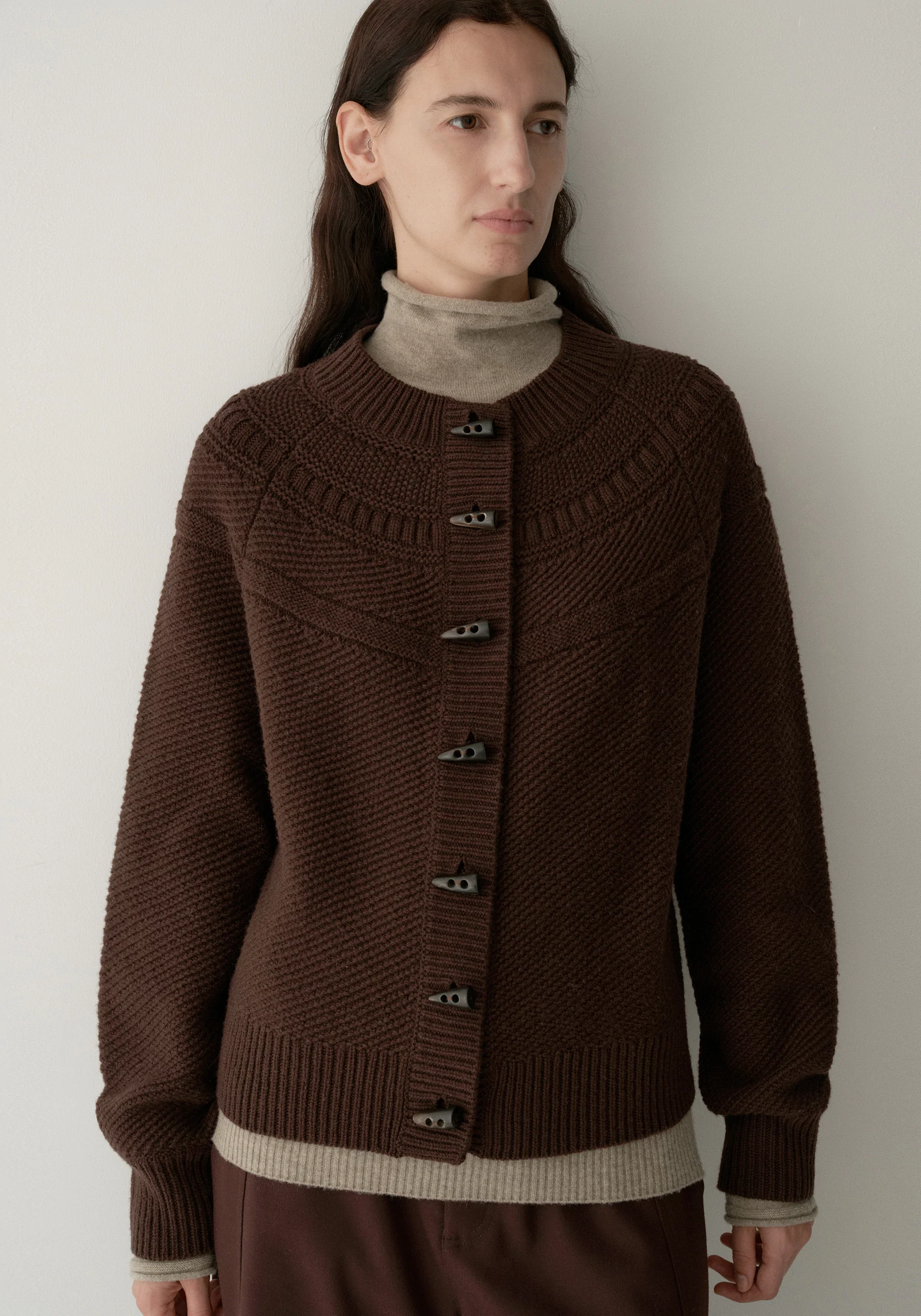 Merino Wool Crewneck Knit Cardigan - Image 8