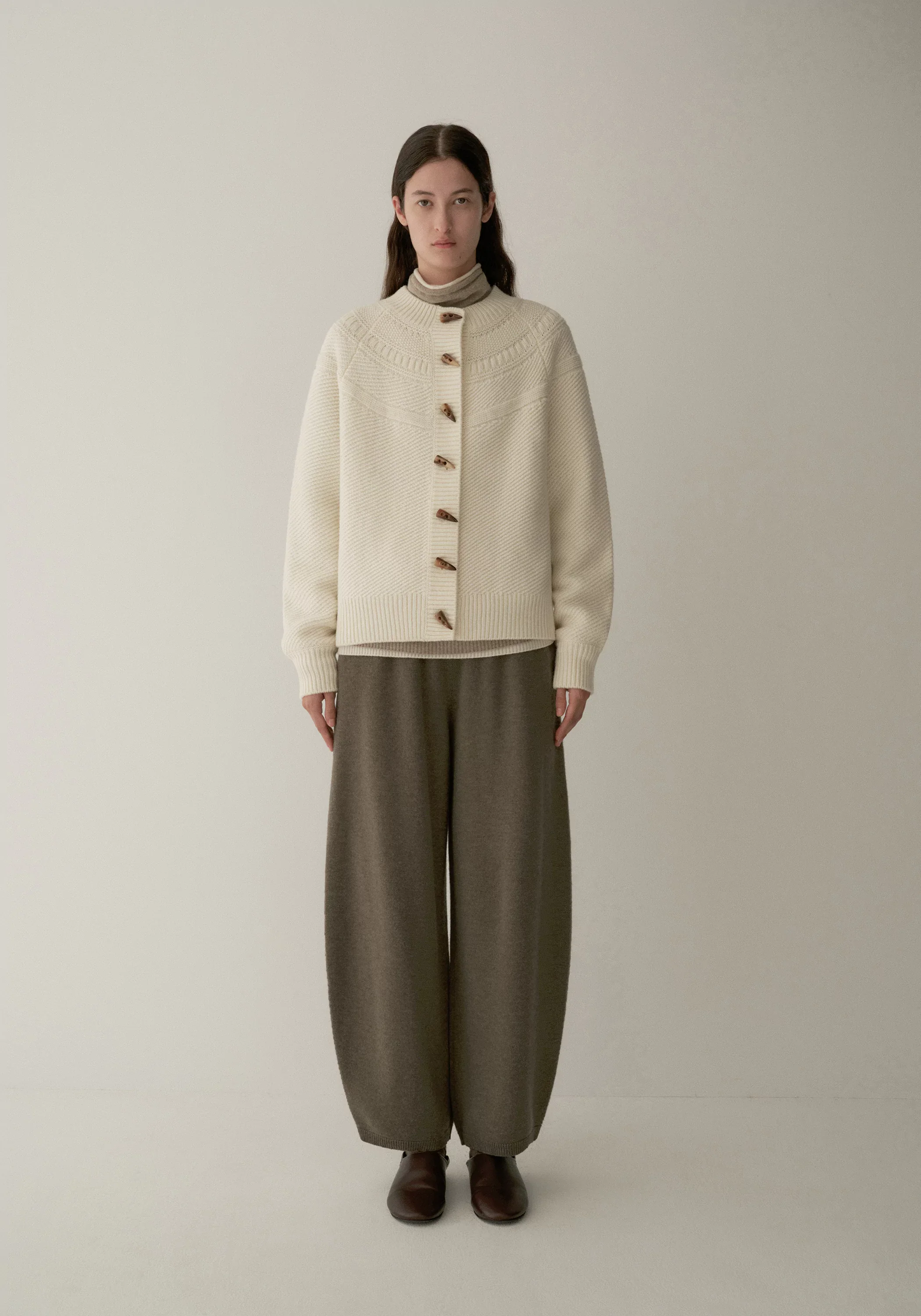 Merino Wool Crewneck Knit Cardigan - Image 9