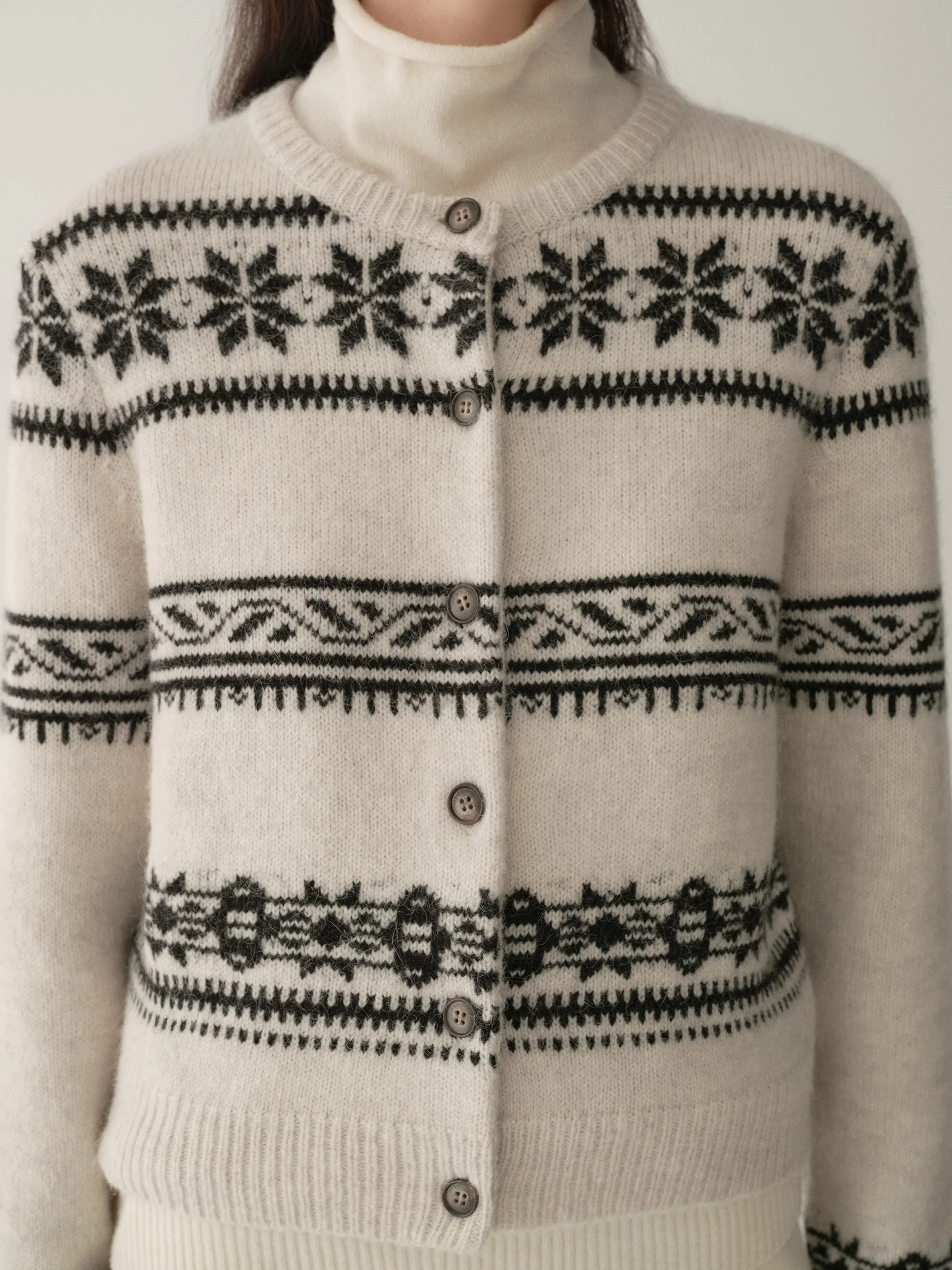 Micro-cocoon Fair Isle Knit Cardigan - Image 10