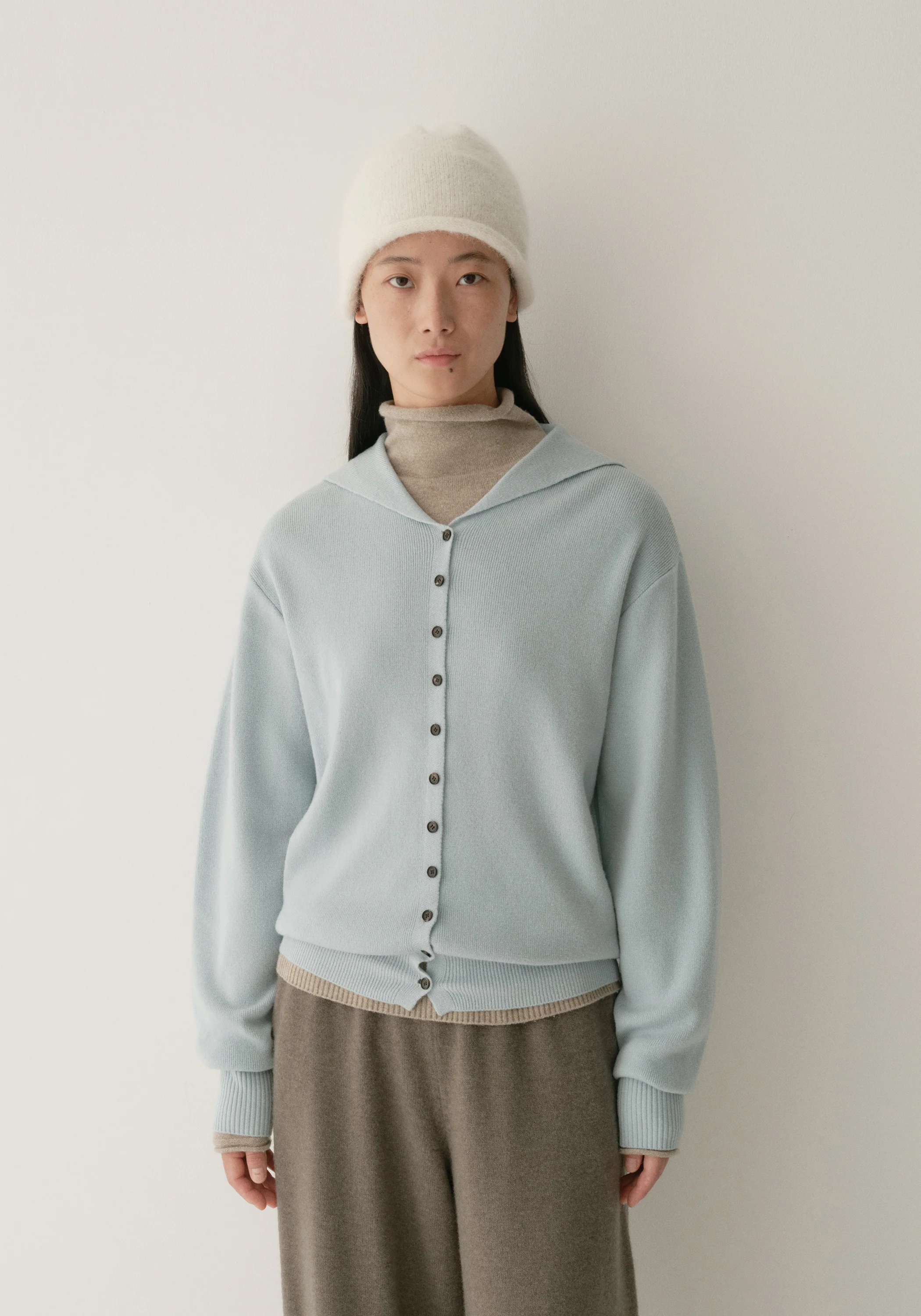 Merino Wool Navy-collar Cardigan - Image 3