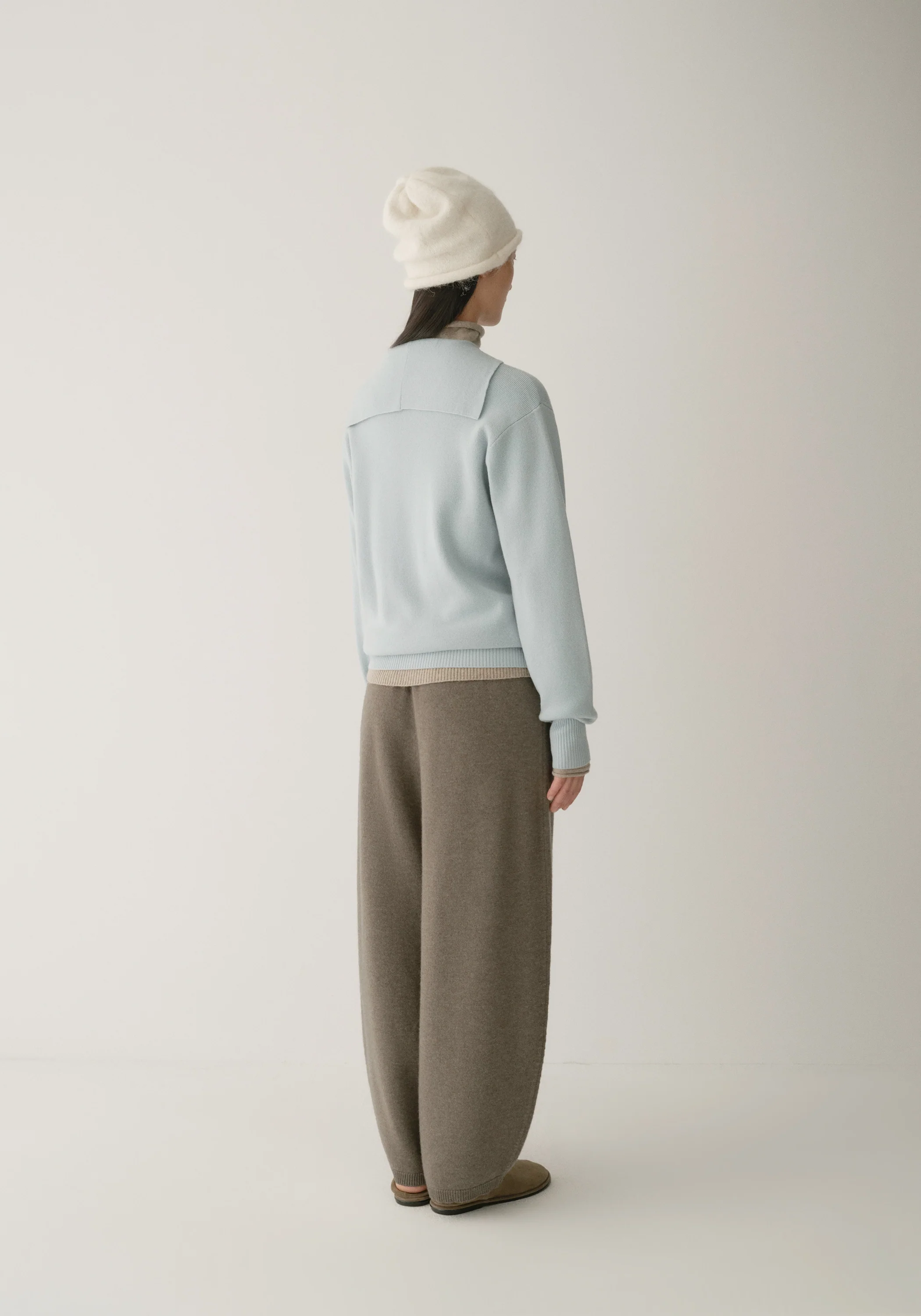 Merino Wool Navy-collar Cardigan - Image 8