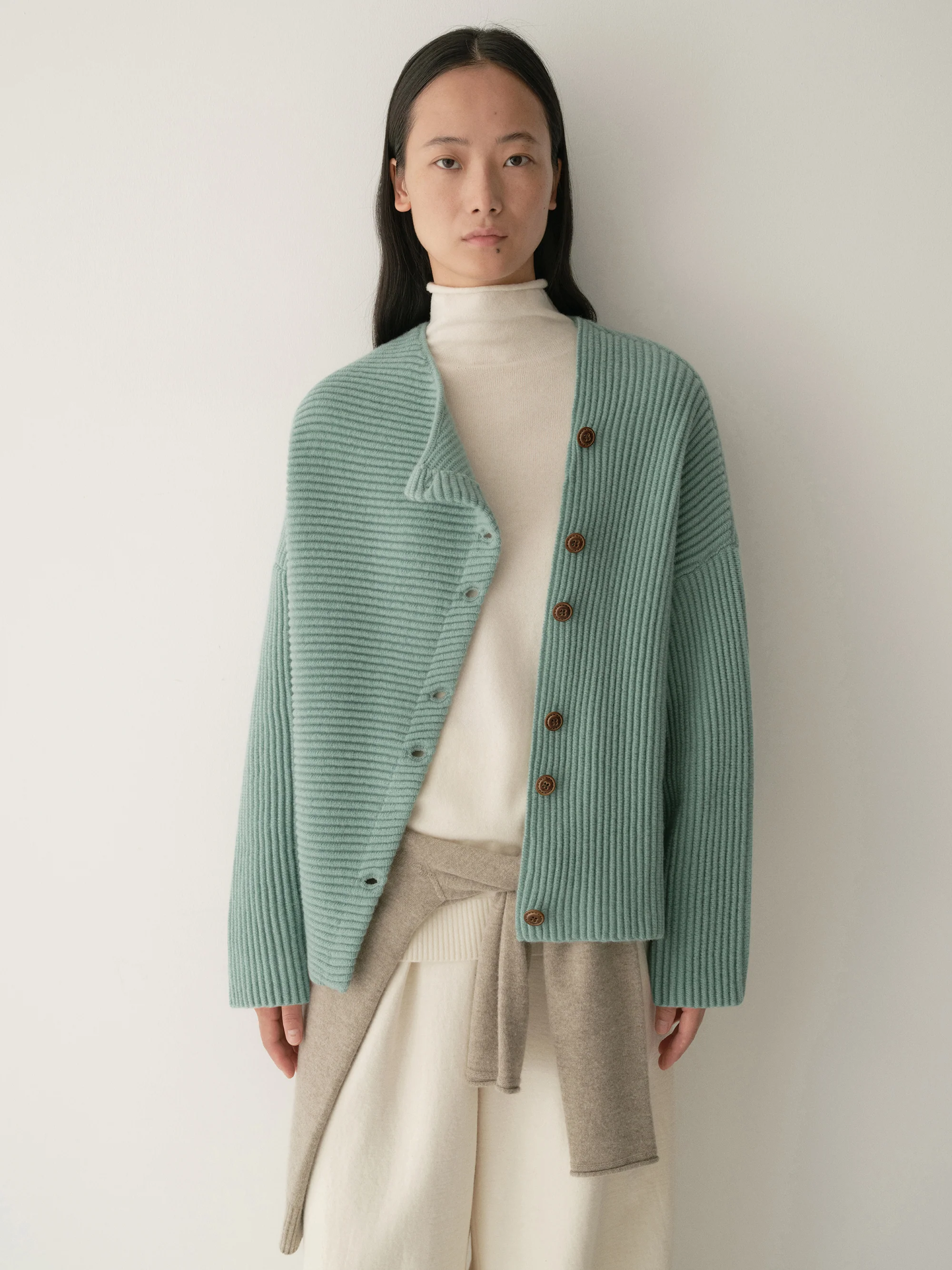 Asymmetric Knitted Cardigan - Image 15