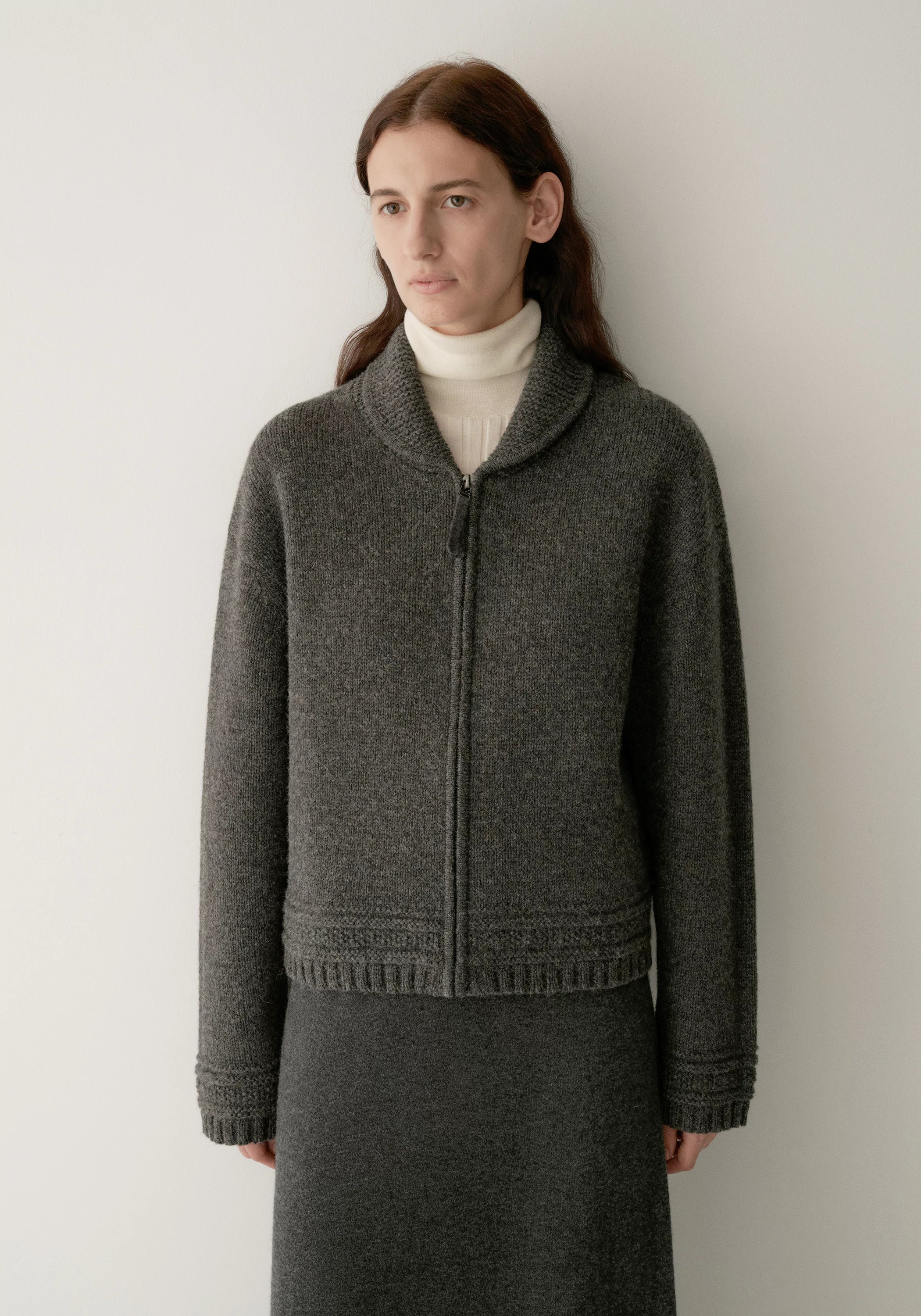 Pure Wool Zip-up Knit Cardigan - Image 11