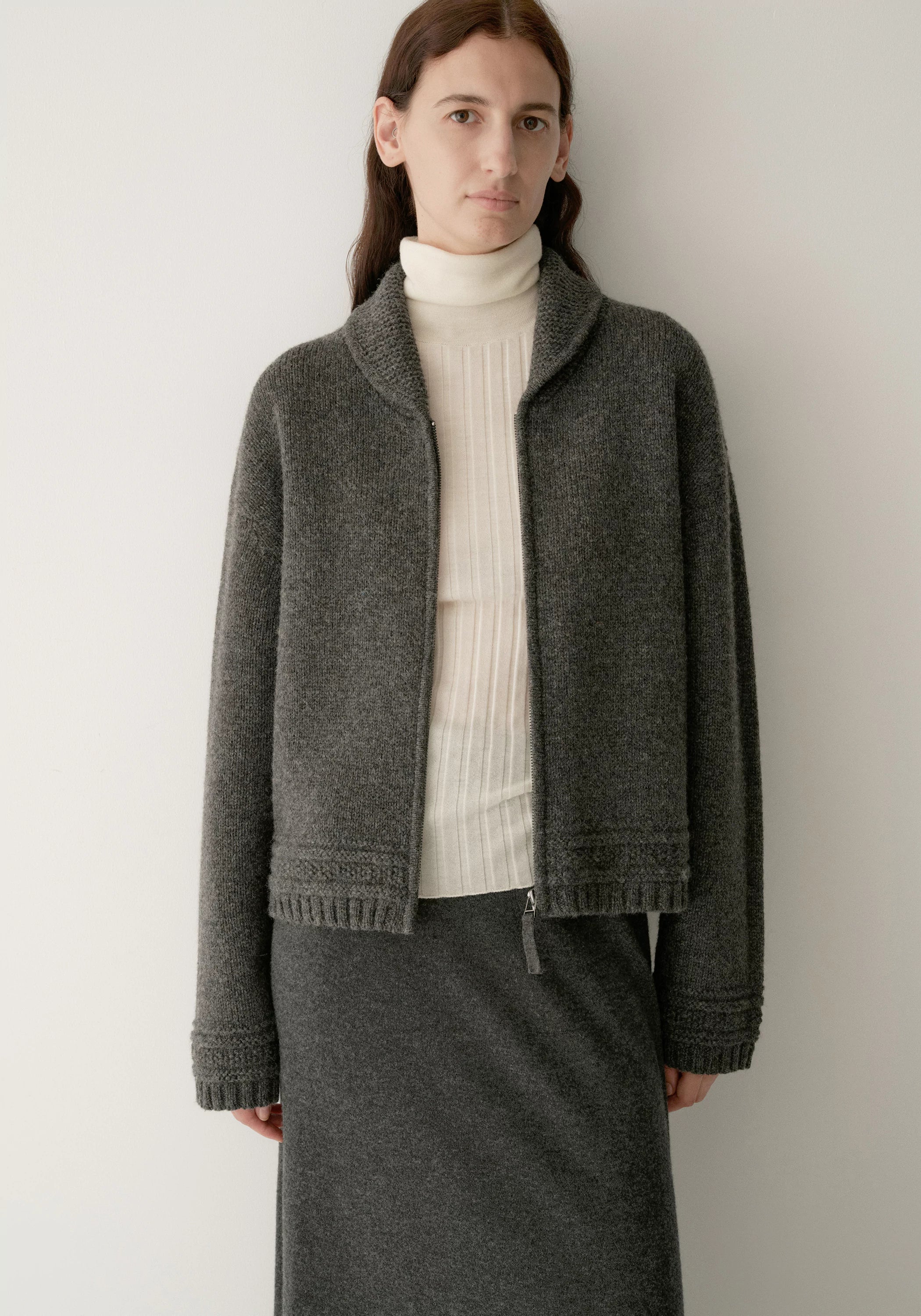 Pure Wool Zip-up Knit Cardigan - Image 12