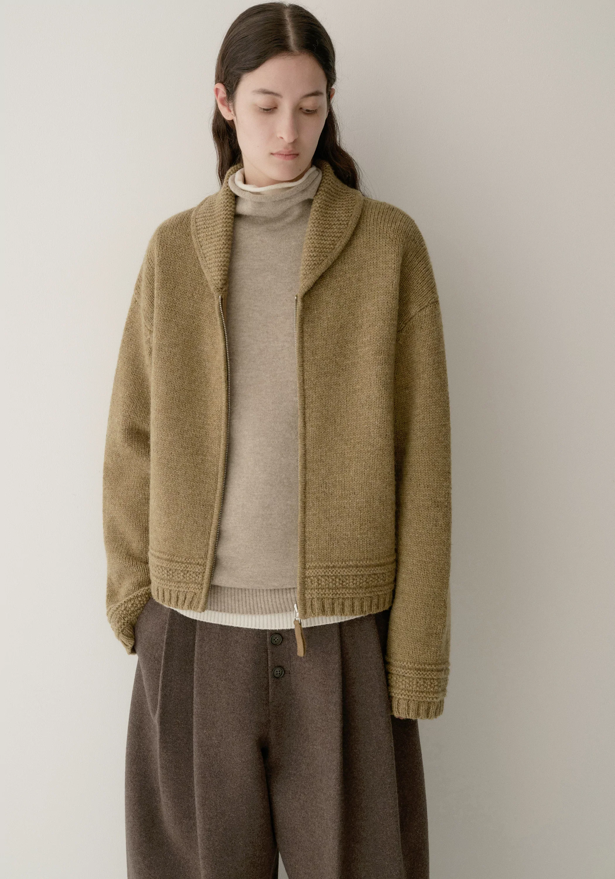 Pure Wool Zip-up Knit Cardigan - Image 16