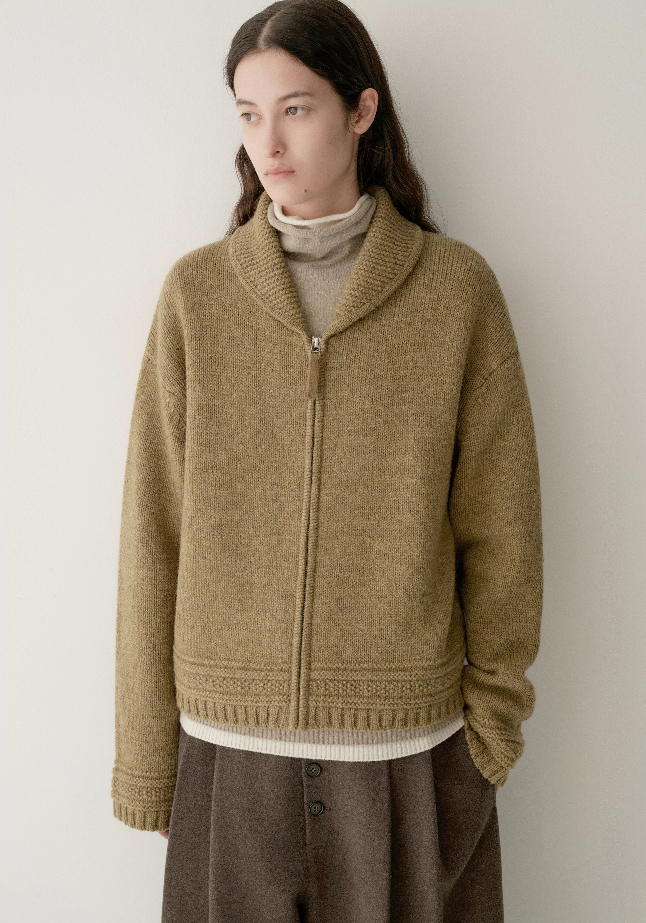 Pure Wool Zip-up Knit Cardigan - Image 4