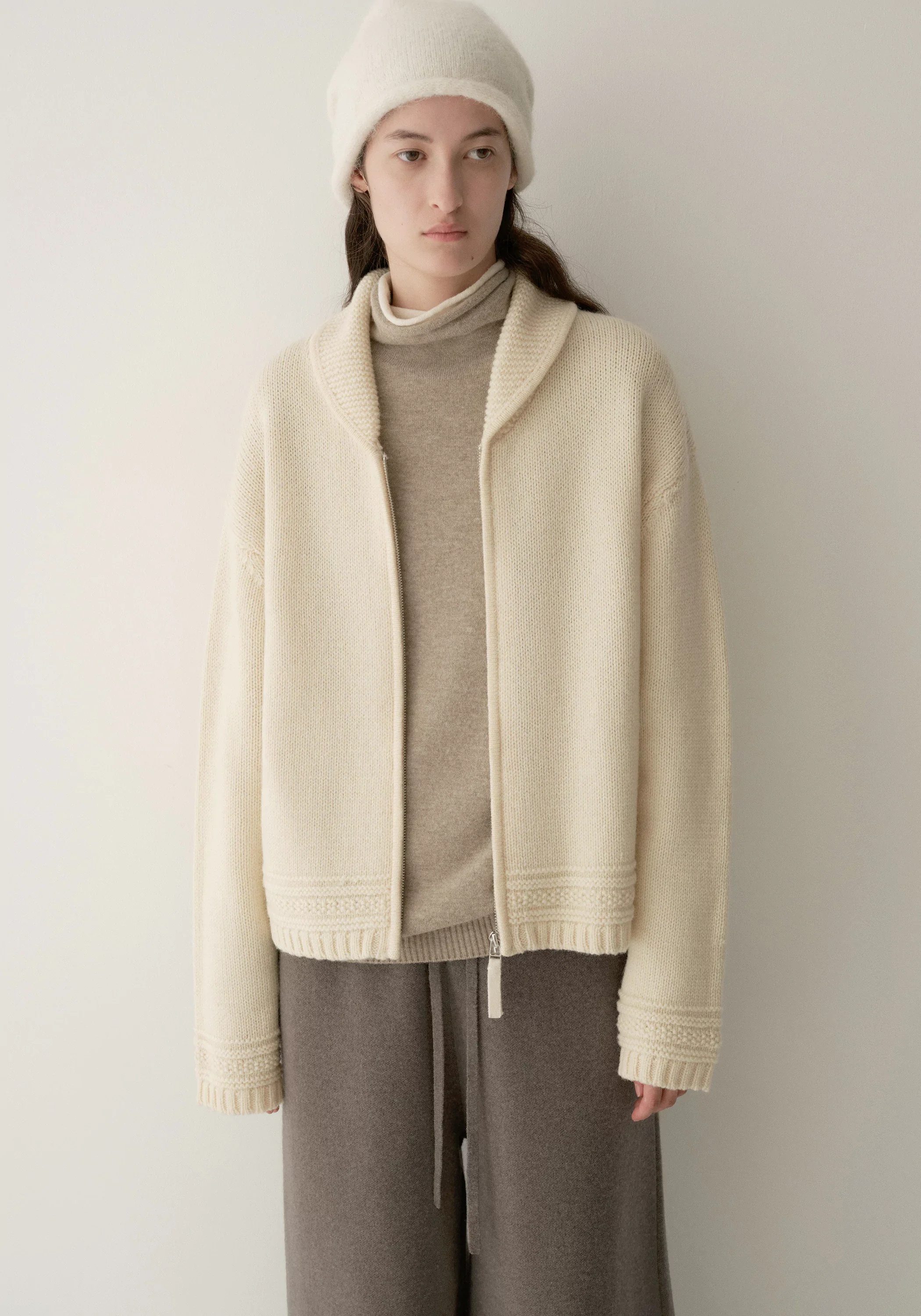 Pure Wool Zip-up Knit Cardigan - Image 8