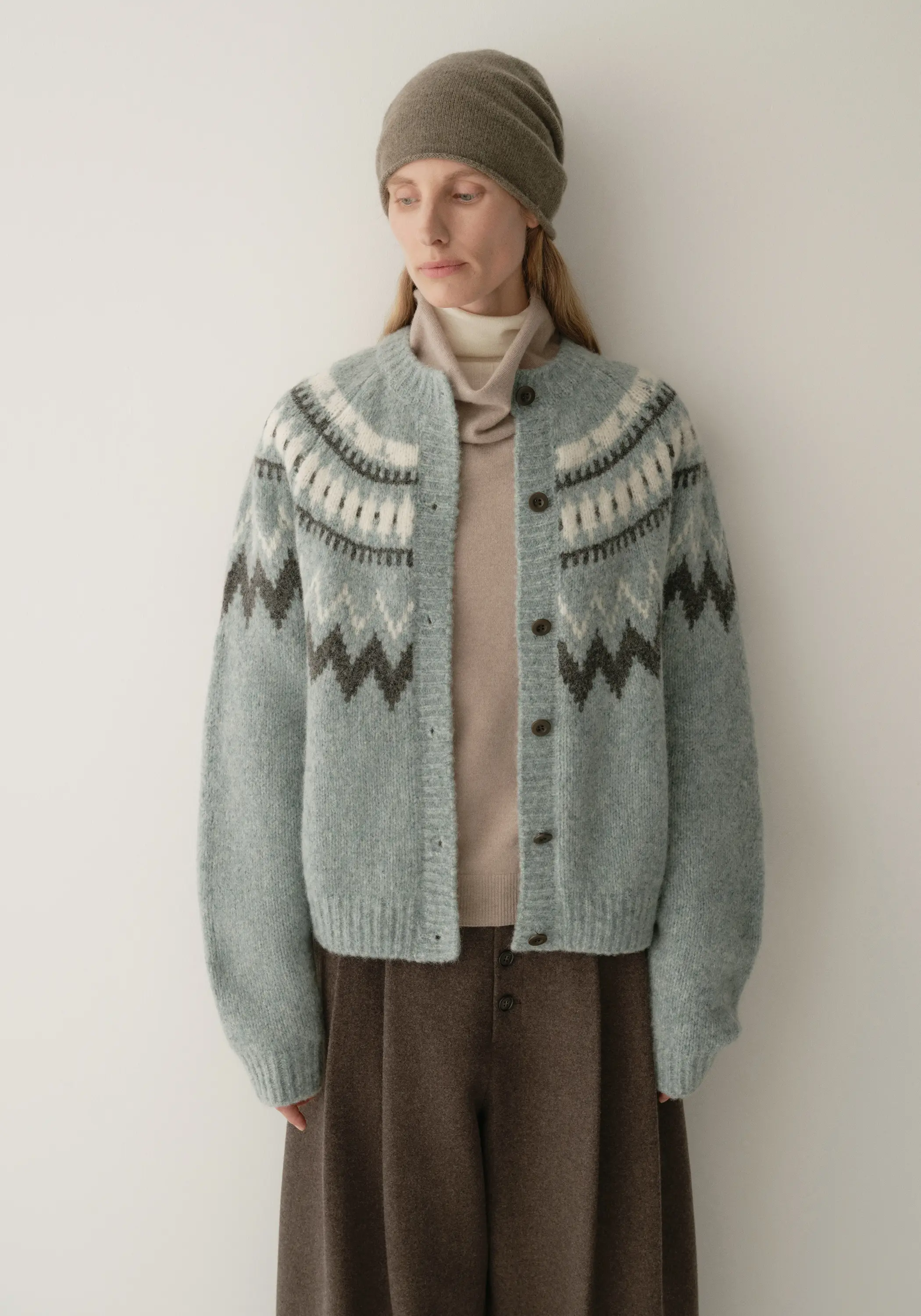 Merino Wool Fair Isle Cardigan - Image 9