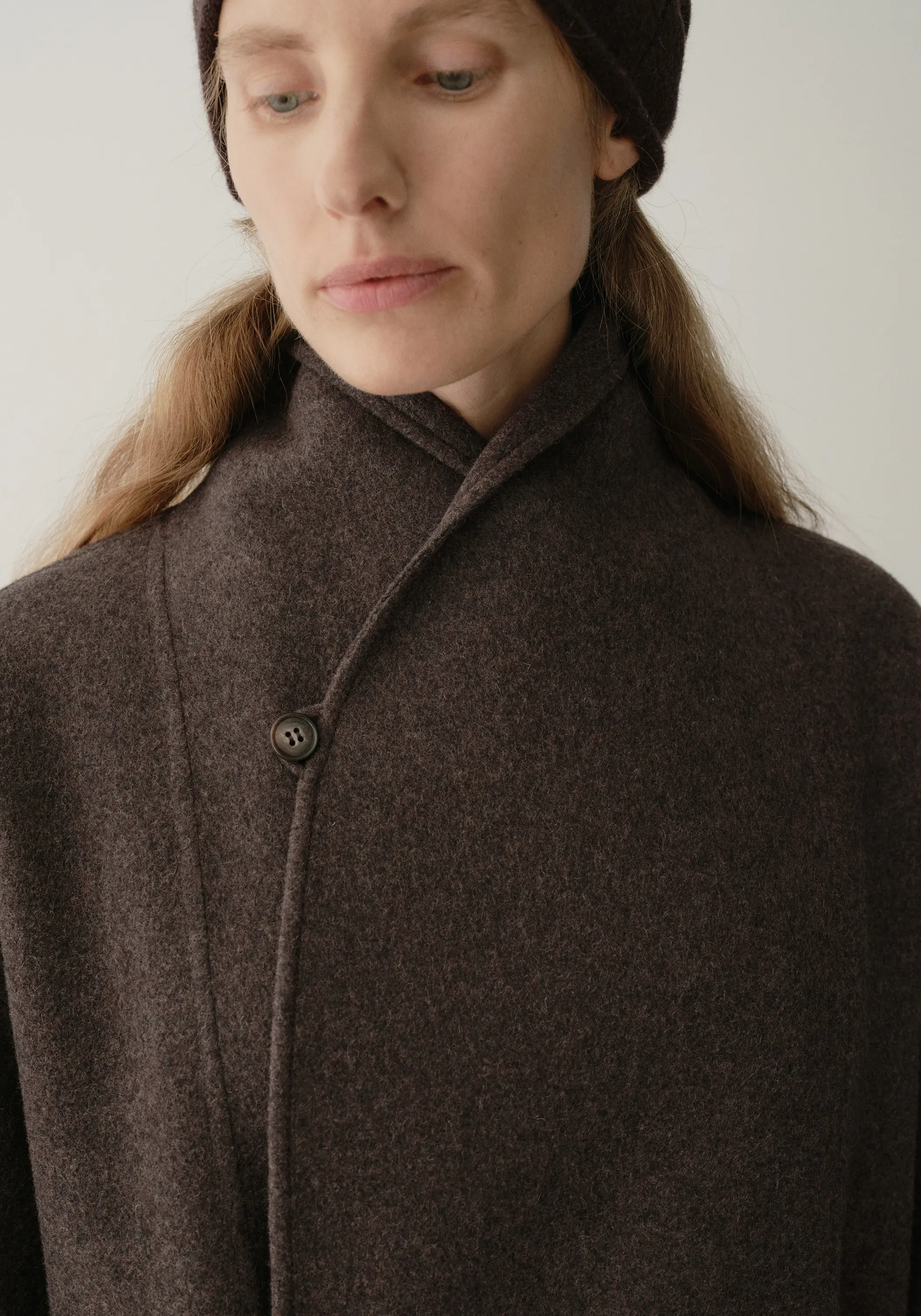 Shearling Collar Toggle Wool Long Coat - Image 12
