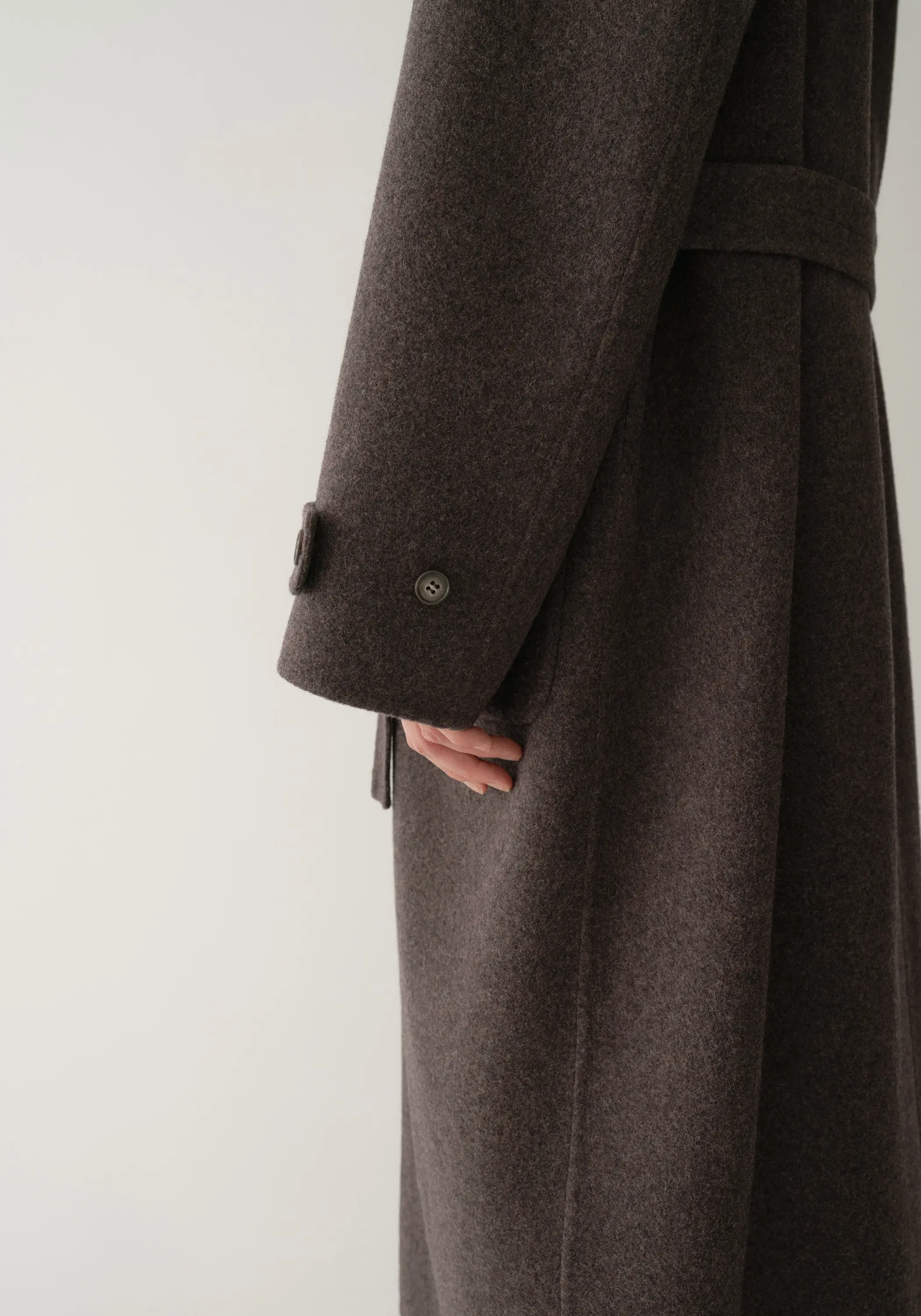 Shearling Collar Toggle Wool Long Coat - Image 17
