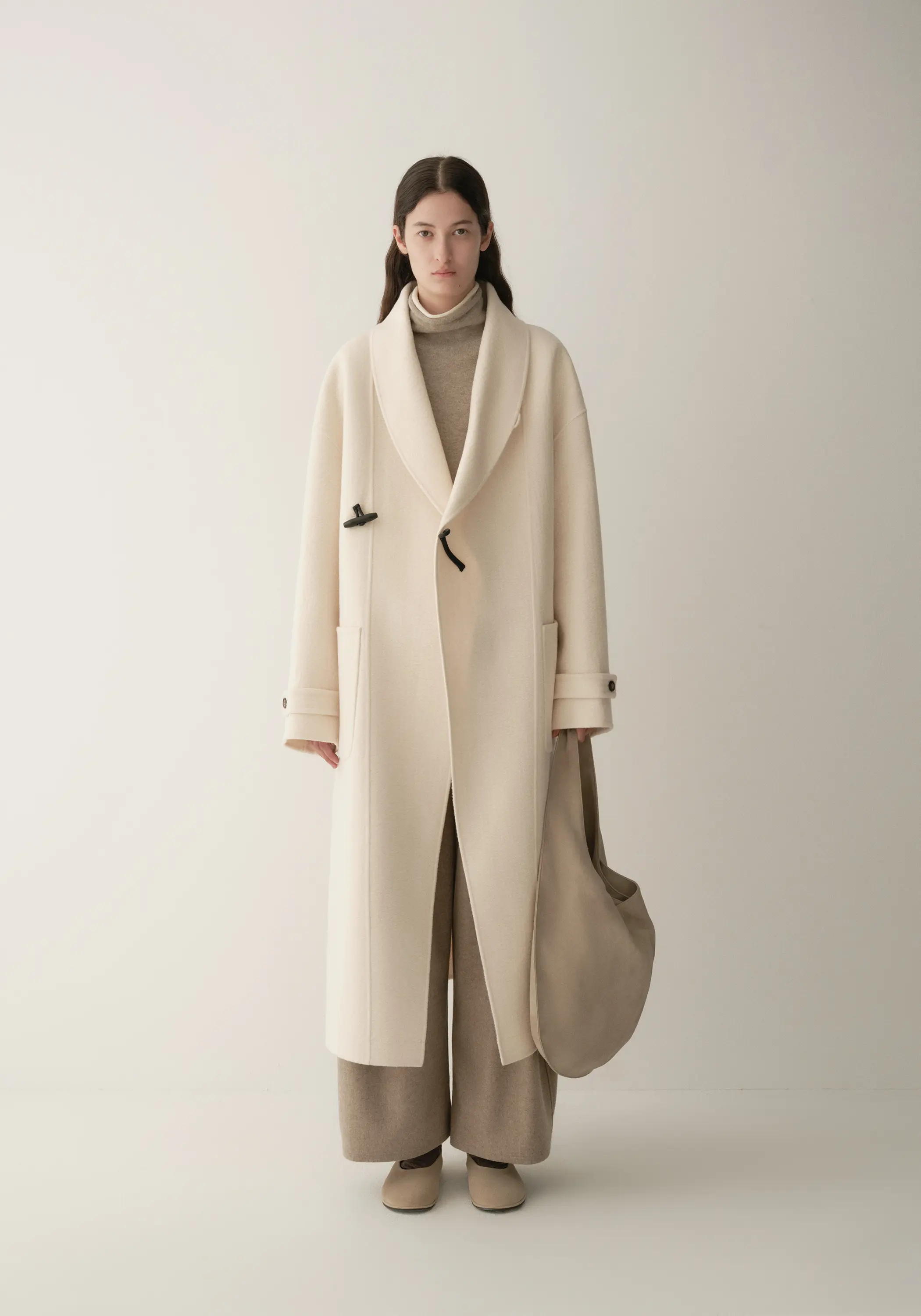 Shearling Collar Toggle Wool Long Coat - Image 22