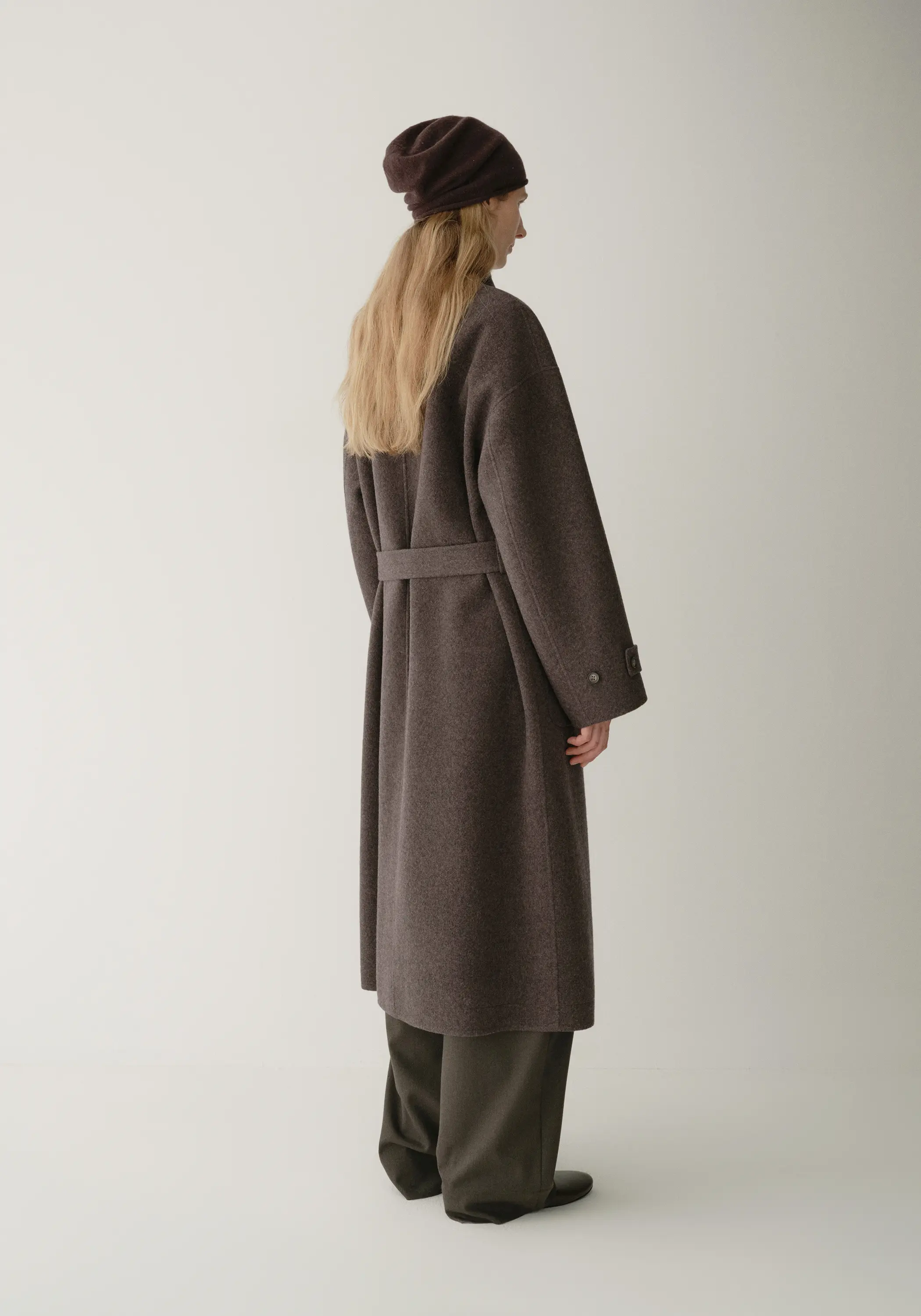 Shearling Collar Toggle Wool Long Coat - Image 7