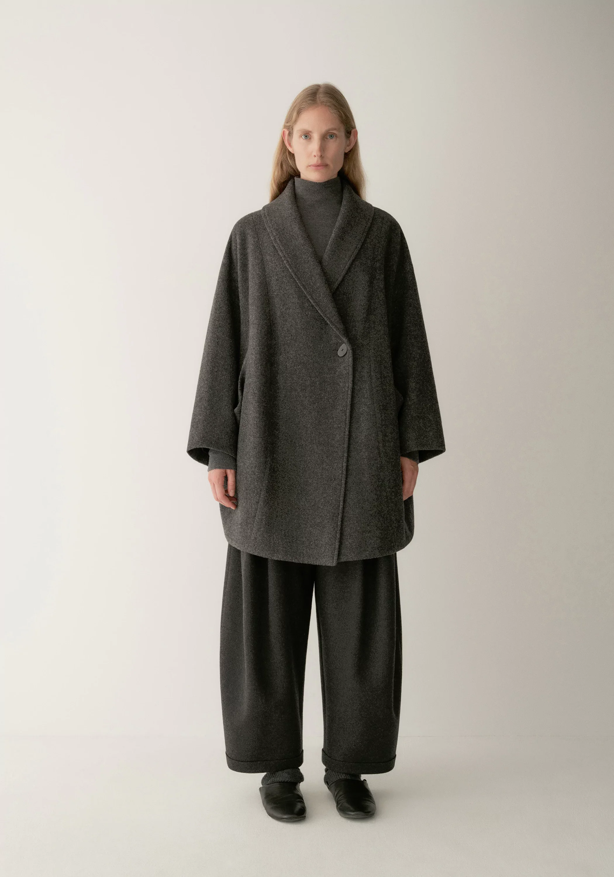 Brushed Mid-length Wool Coat - Image 2