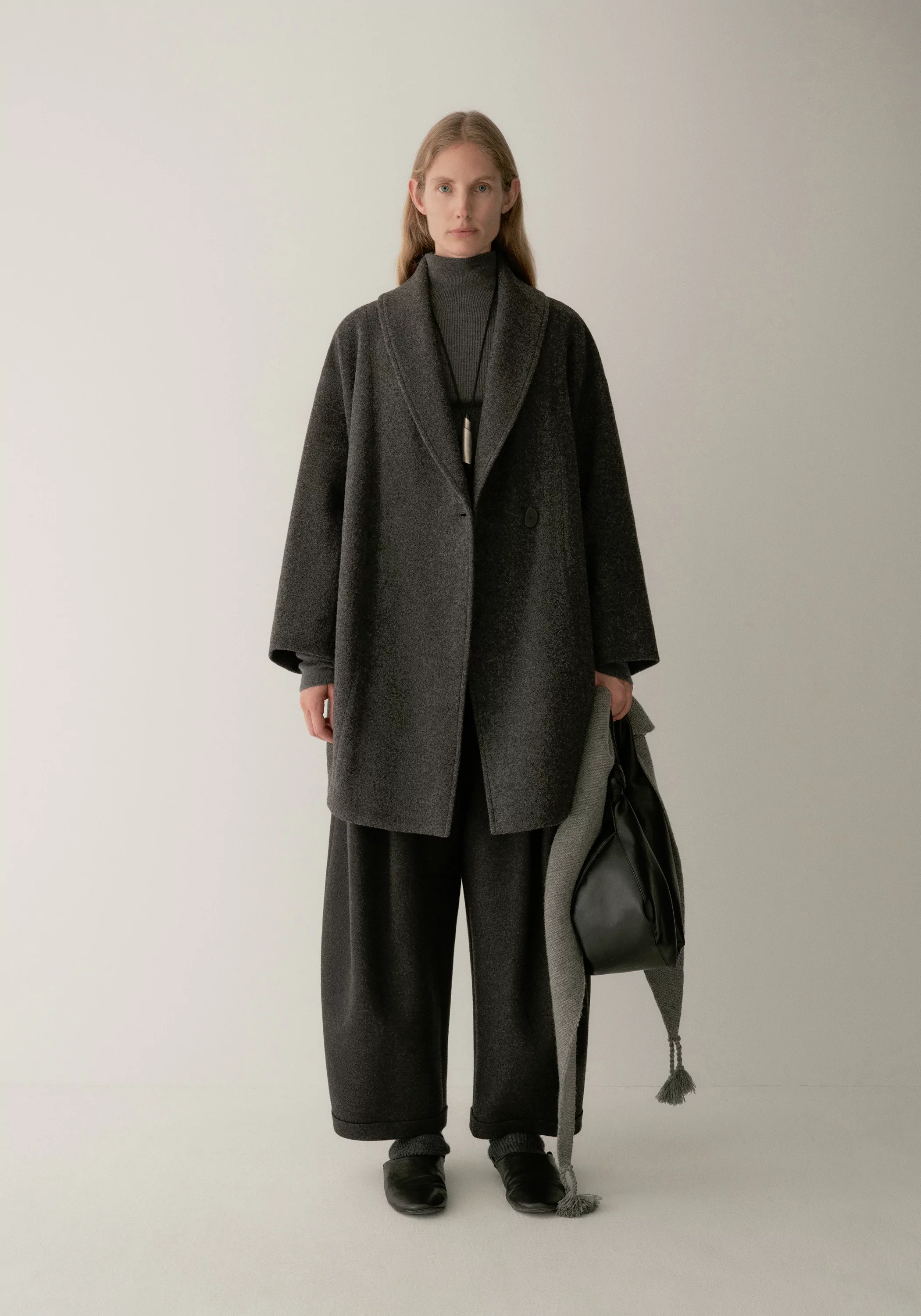 Brushed Mid-length Wool Coat - Image 3