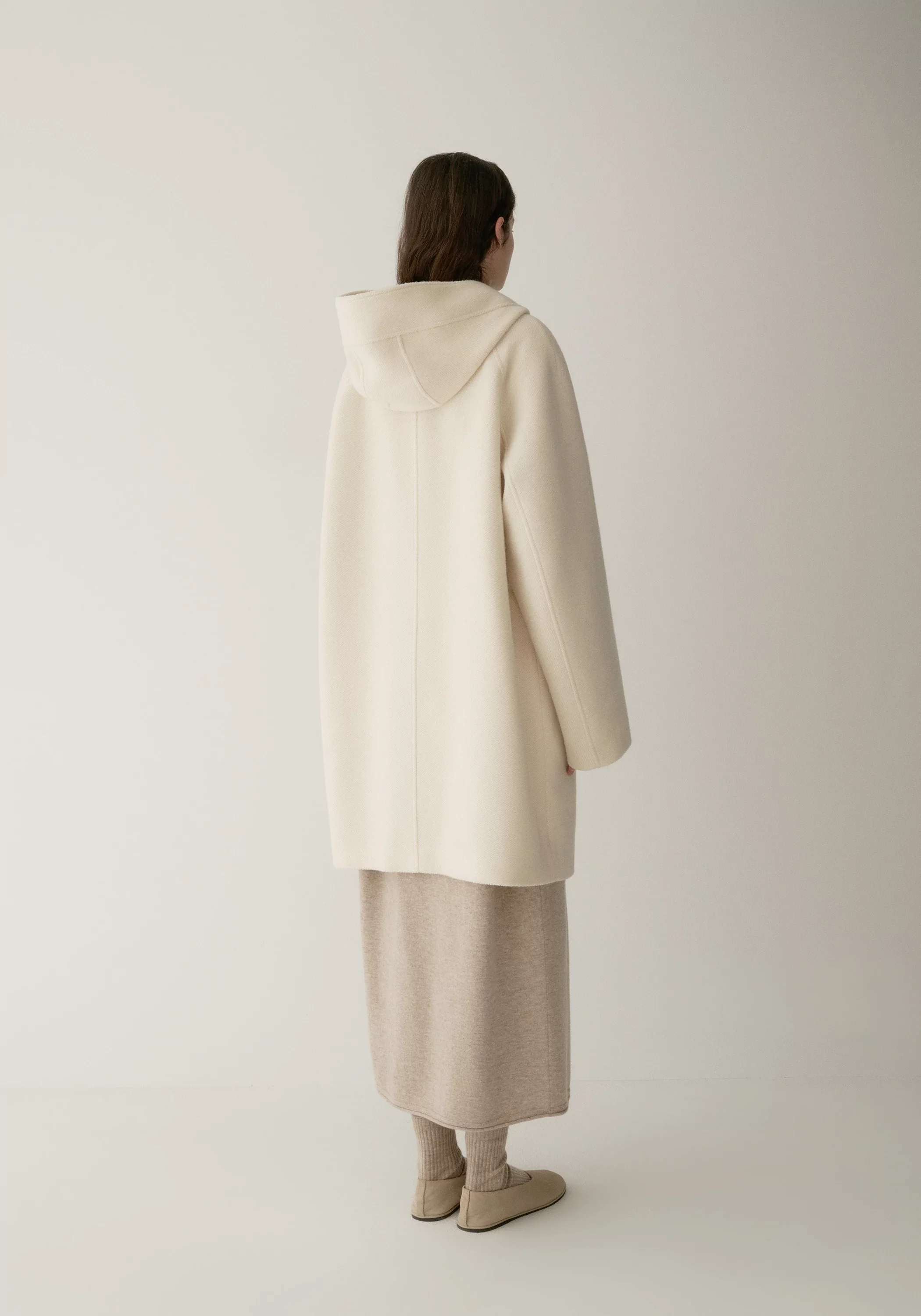 Merino Wool Twill-texture Hooded Coat - Image 11
