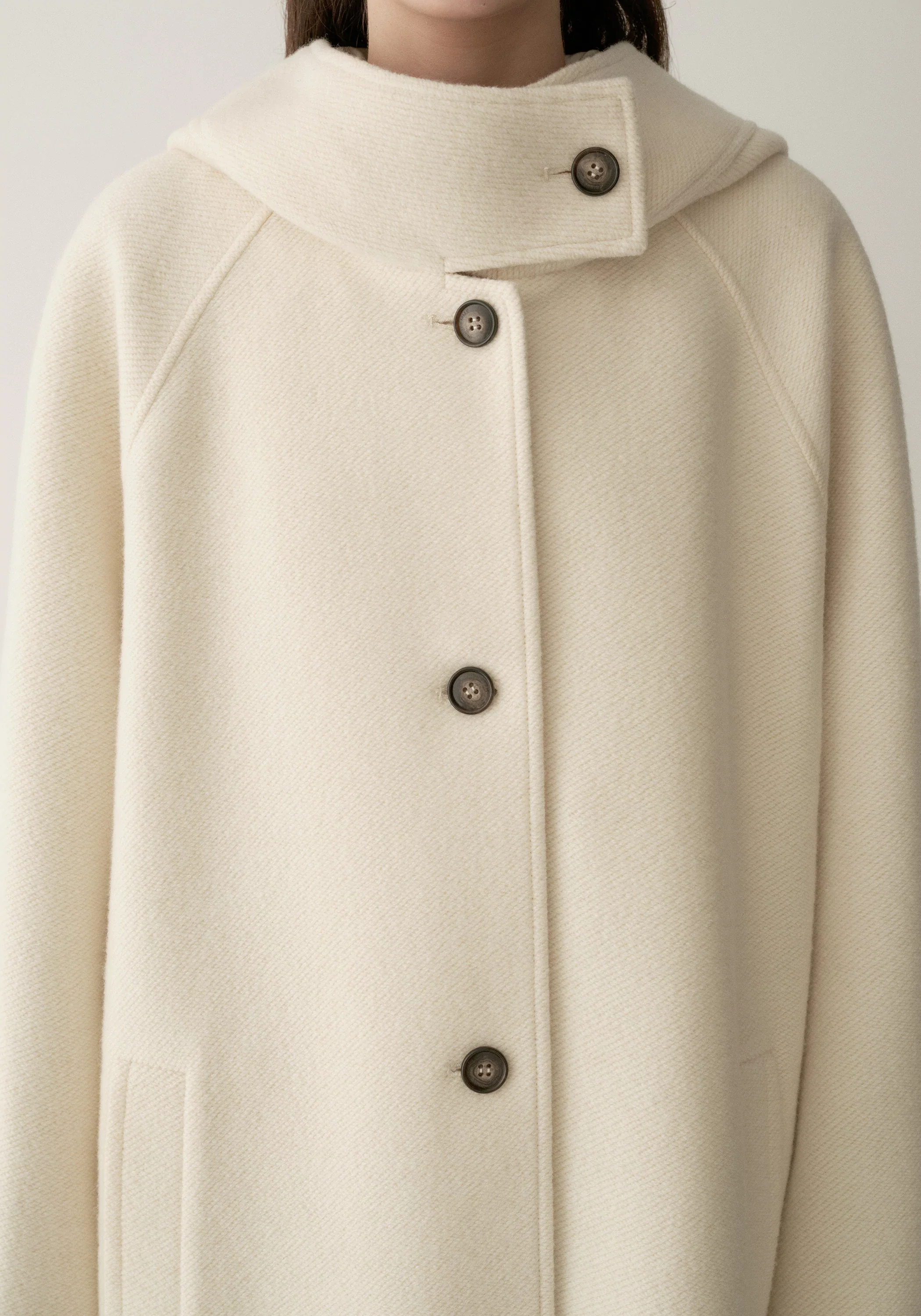 Merino Wool Twill-texture Hooded Coat - Image 17