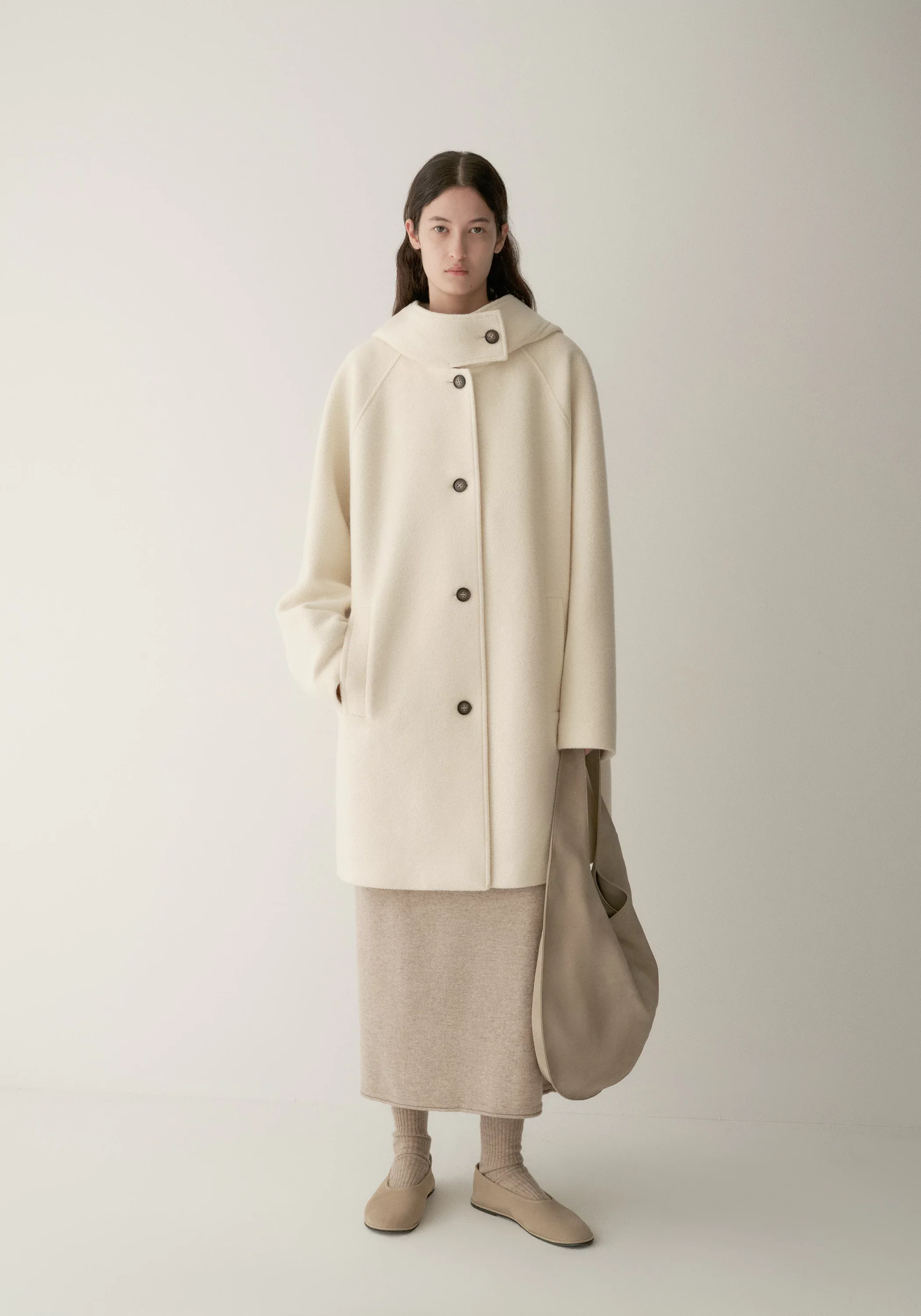 Merino Wool Twill-texture Hooded Coat - Image 8