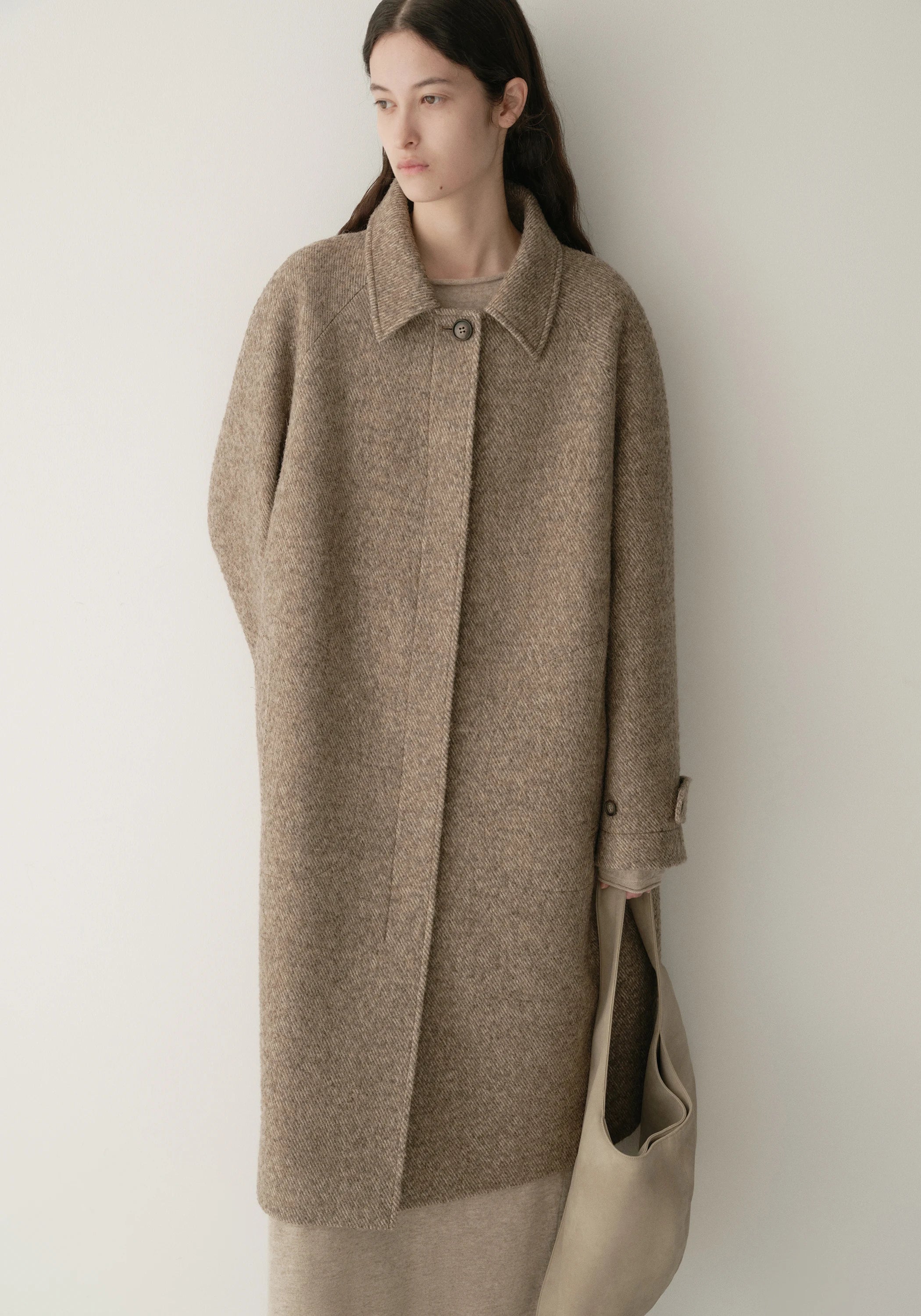 Alpaca Wool Twill Long Coat - Image 10