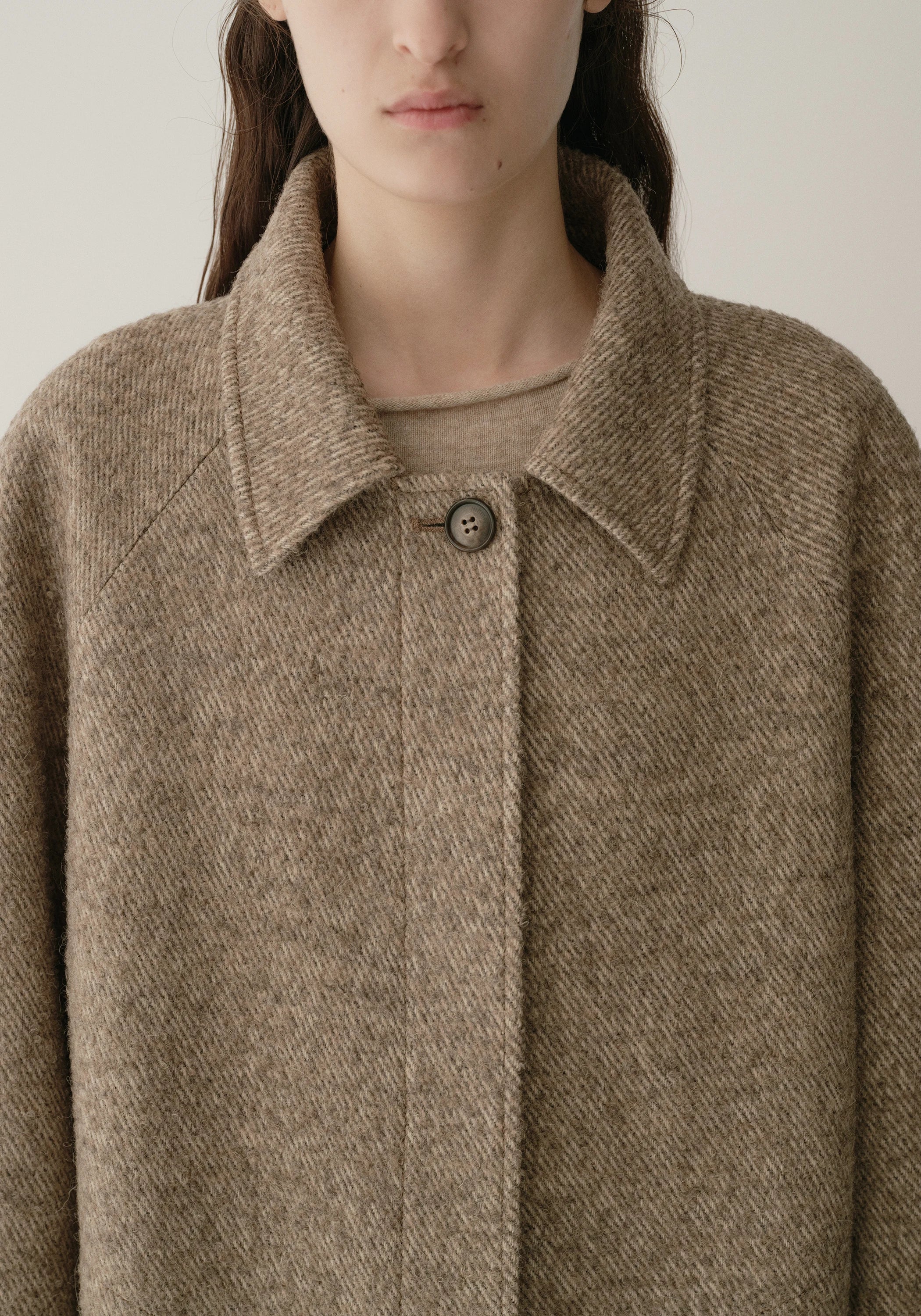 Alpaca Wool Twill Long Coat - Image 12