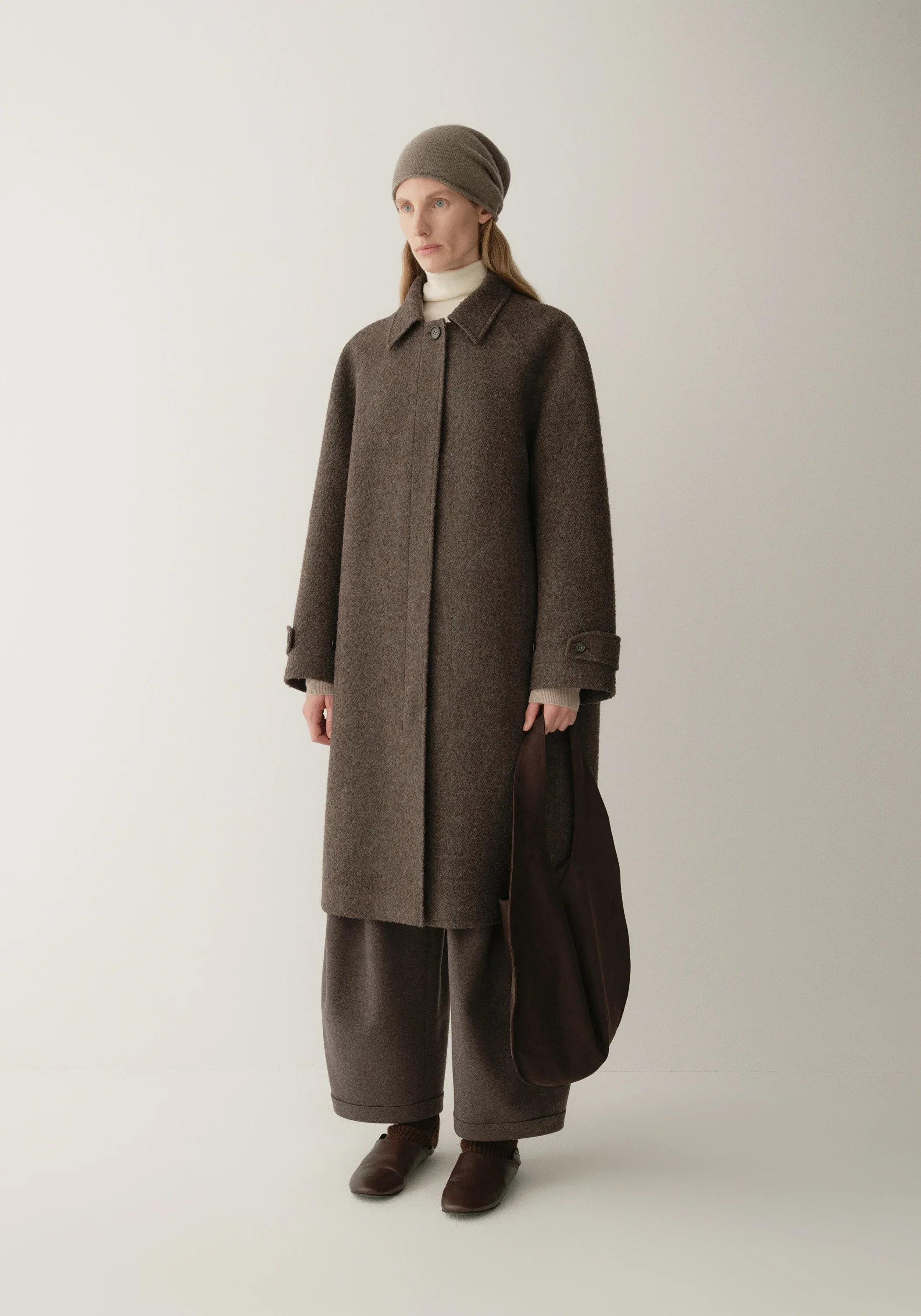 Alpaca Wool Twill Long Coat - Image 18