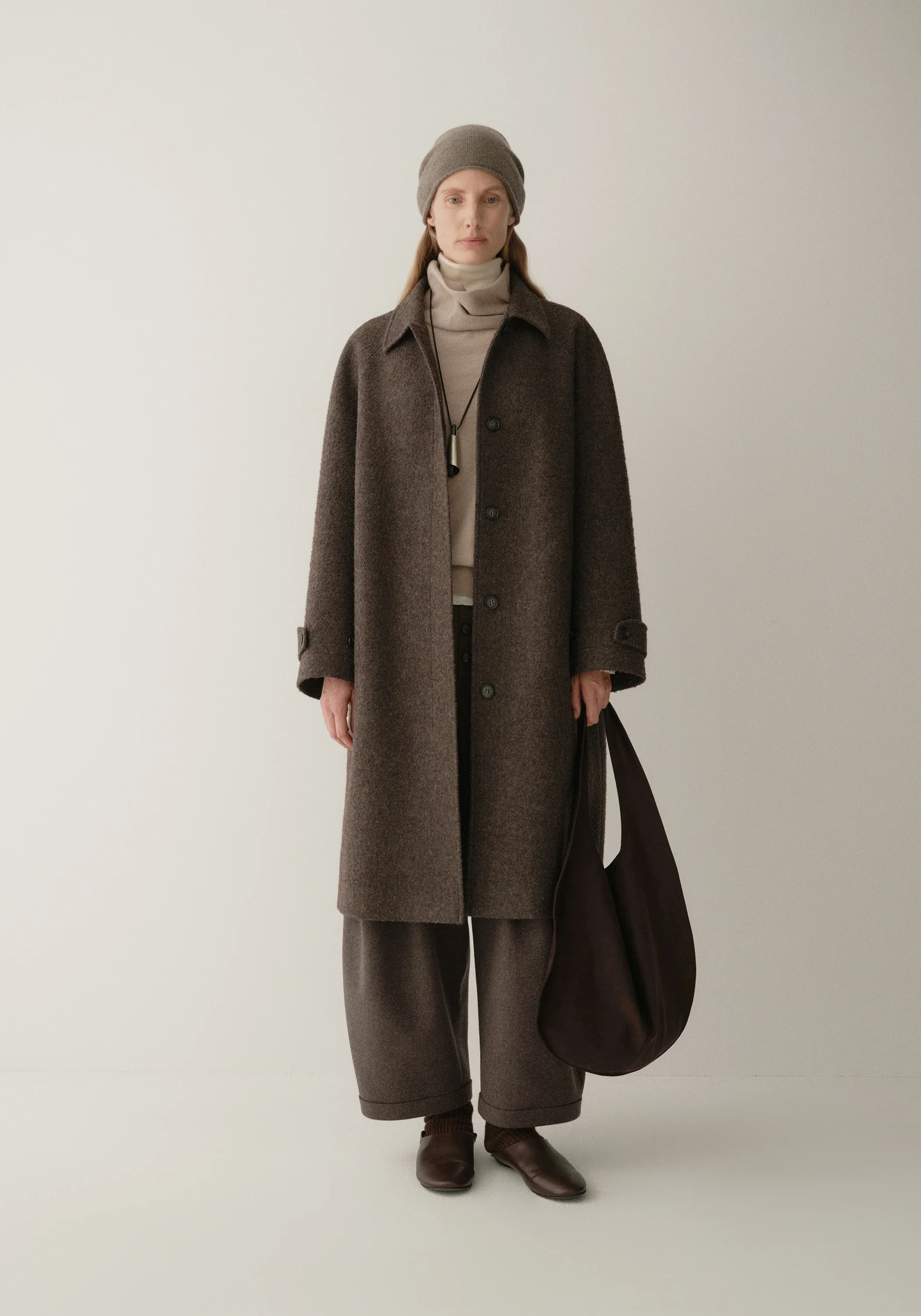 Alpaca Wool Twill Long Coat - Image 2