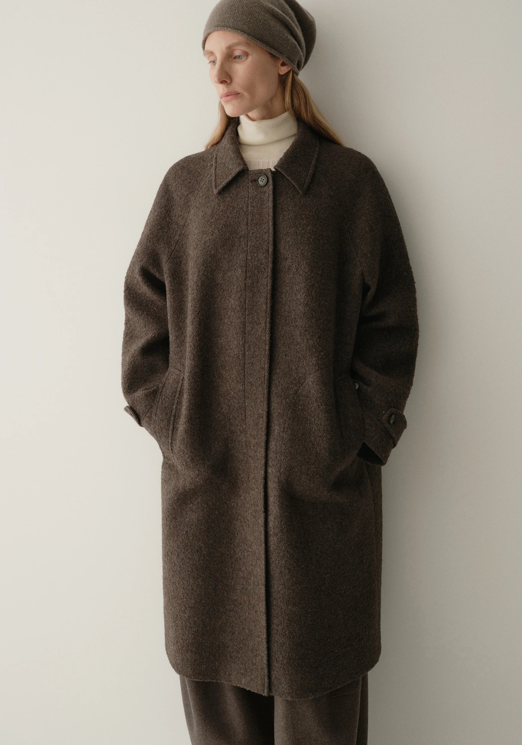 Alpaca Wool Twill Long Coat - Image 21