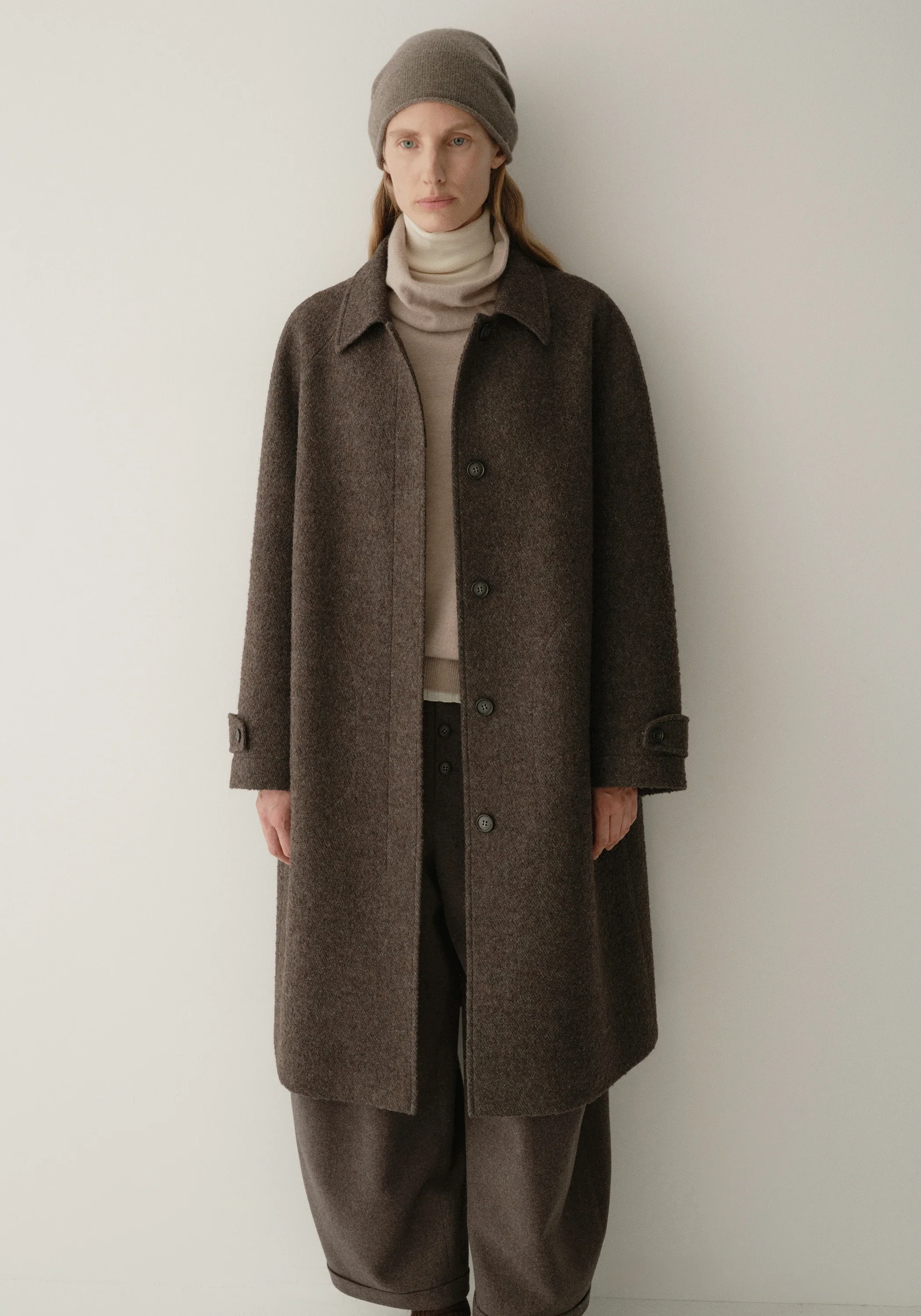 Alpaca Wool Twill Long Coat - Image 22