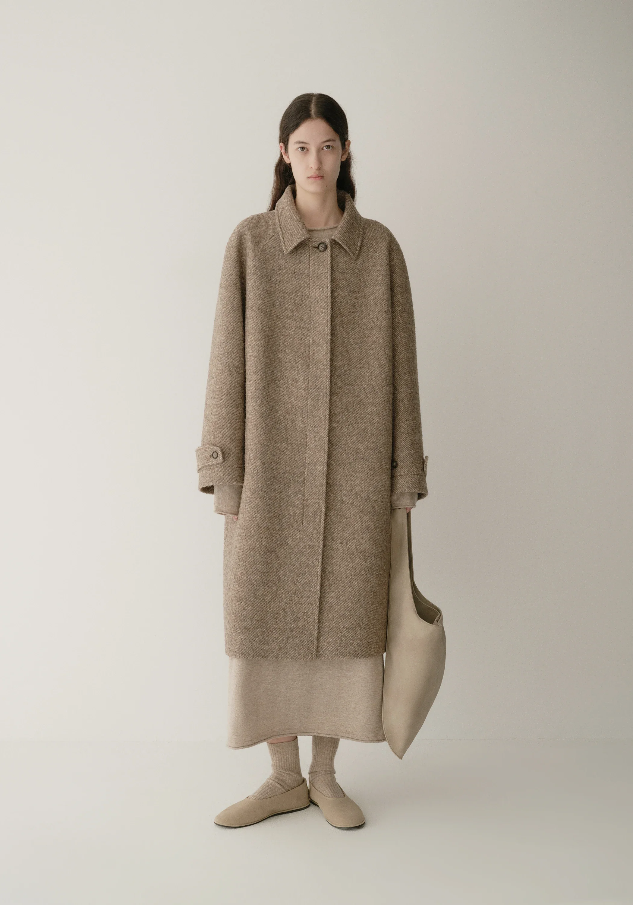 Alpaca Wool Twill Long Coat - Image 3