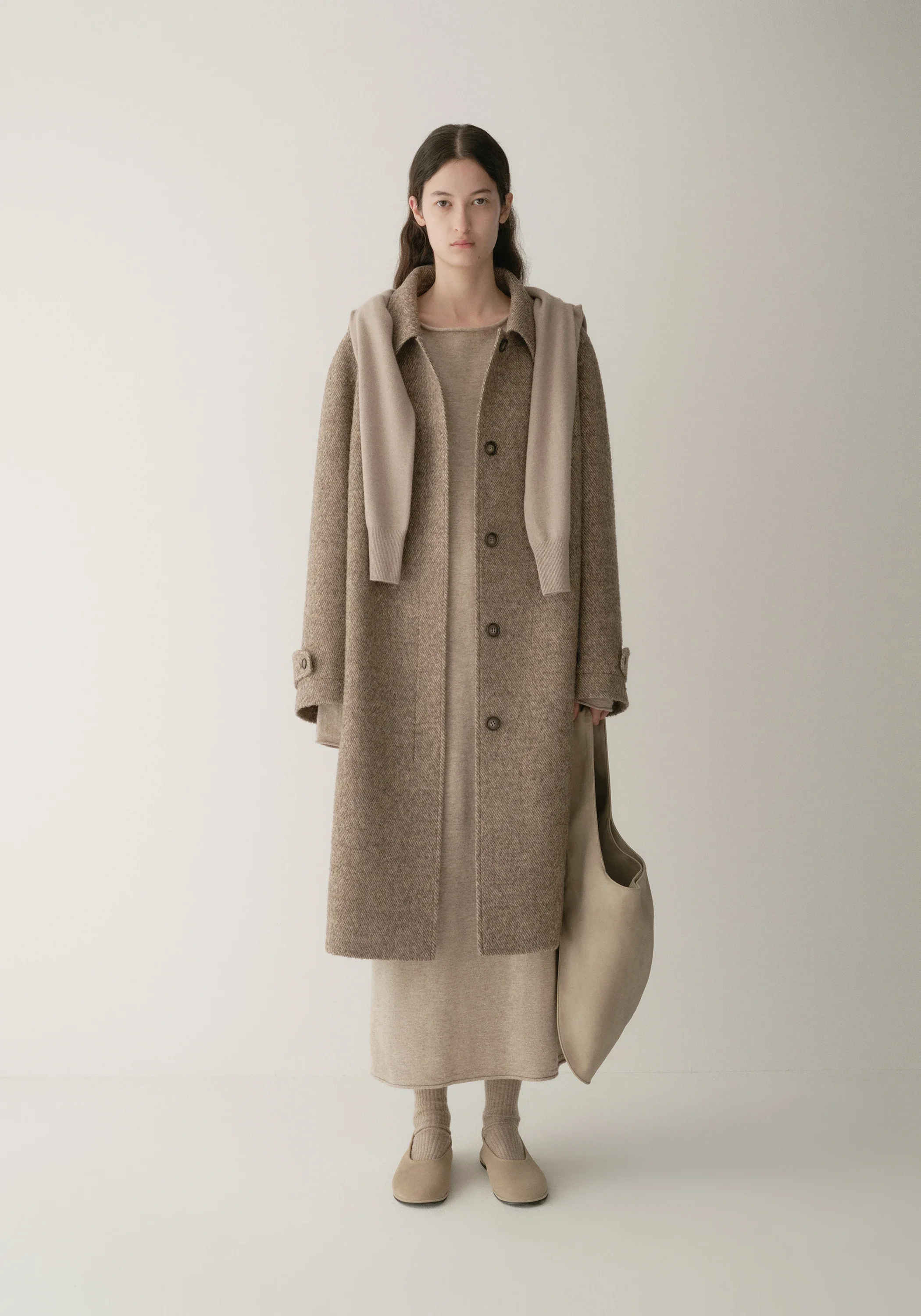 Alpaca Wool Twill Long Coat - Image 4