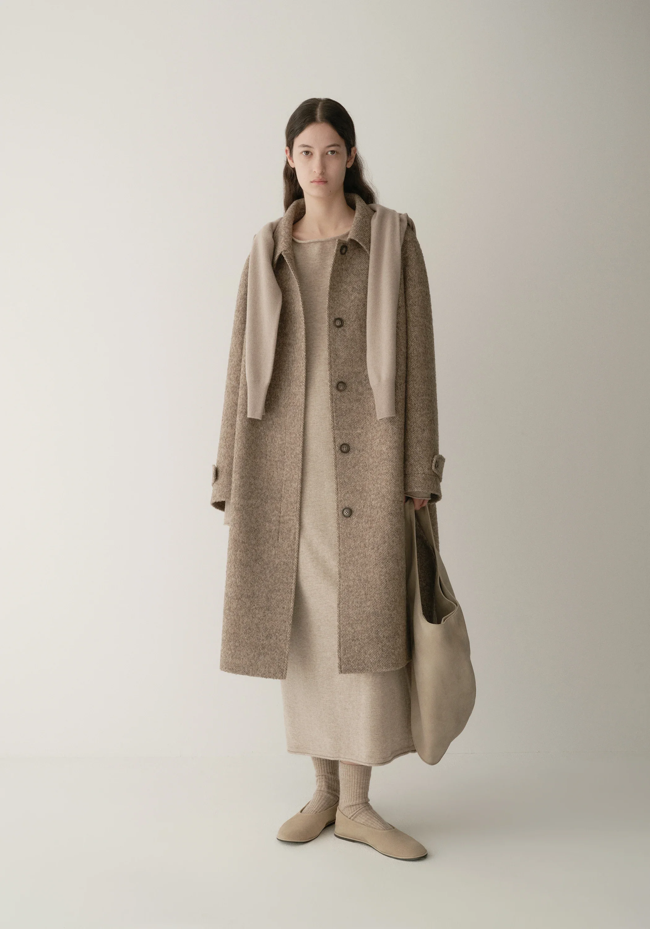 Alpaca Wool Twill Long Coat - Image 5