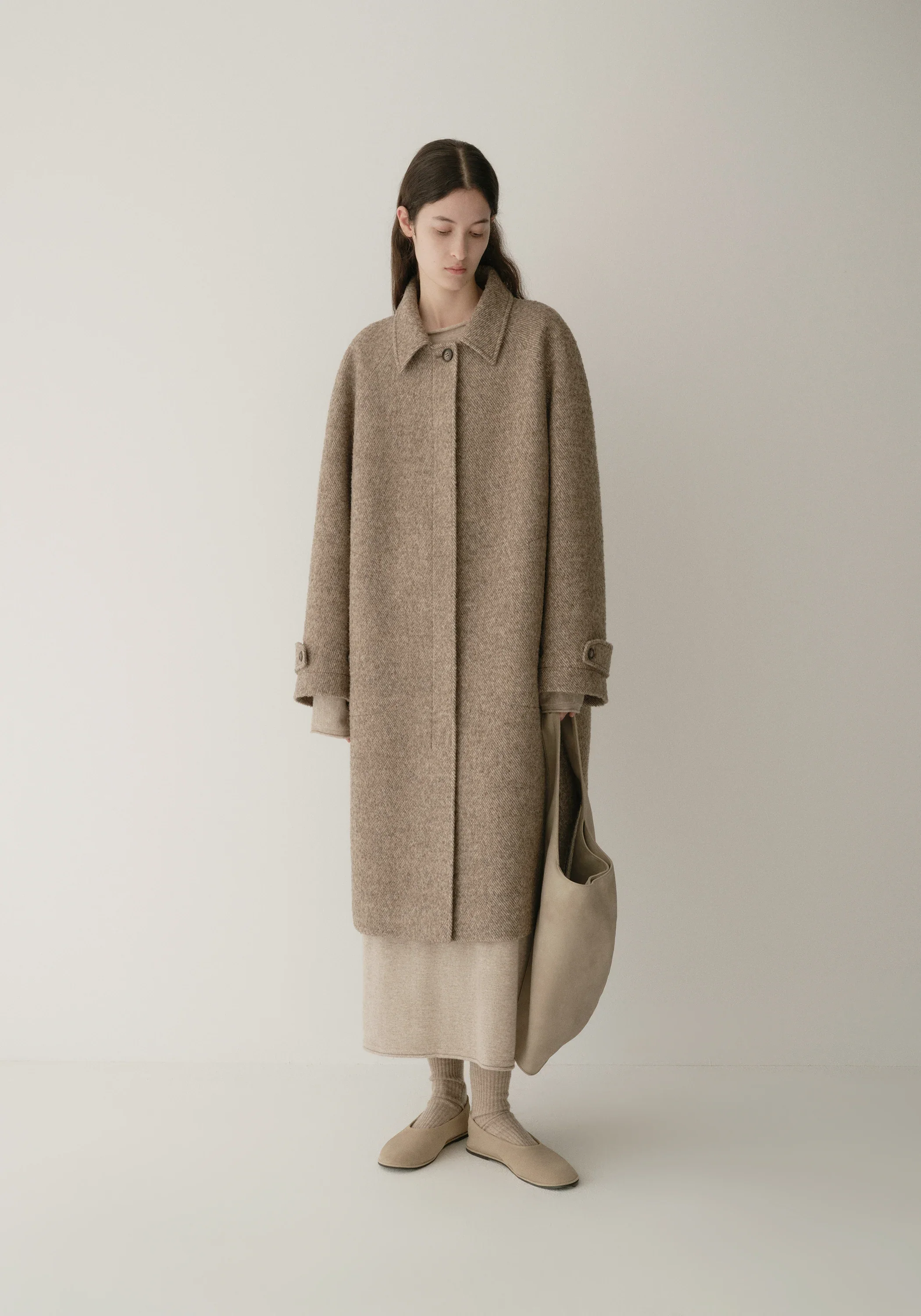 Alpaca Wool Twill Long Coat - Image 6