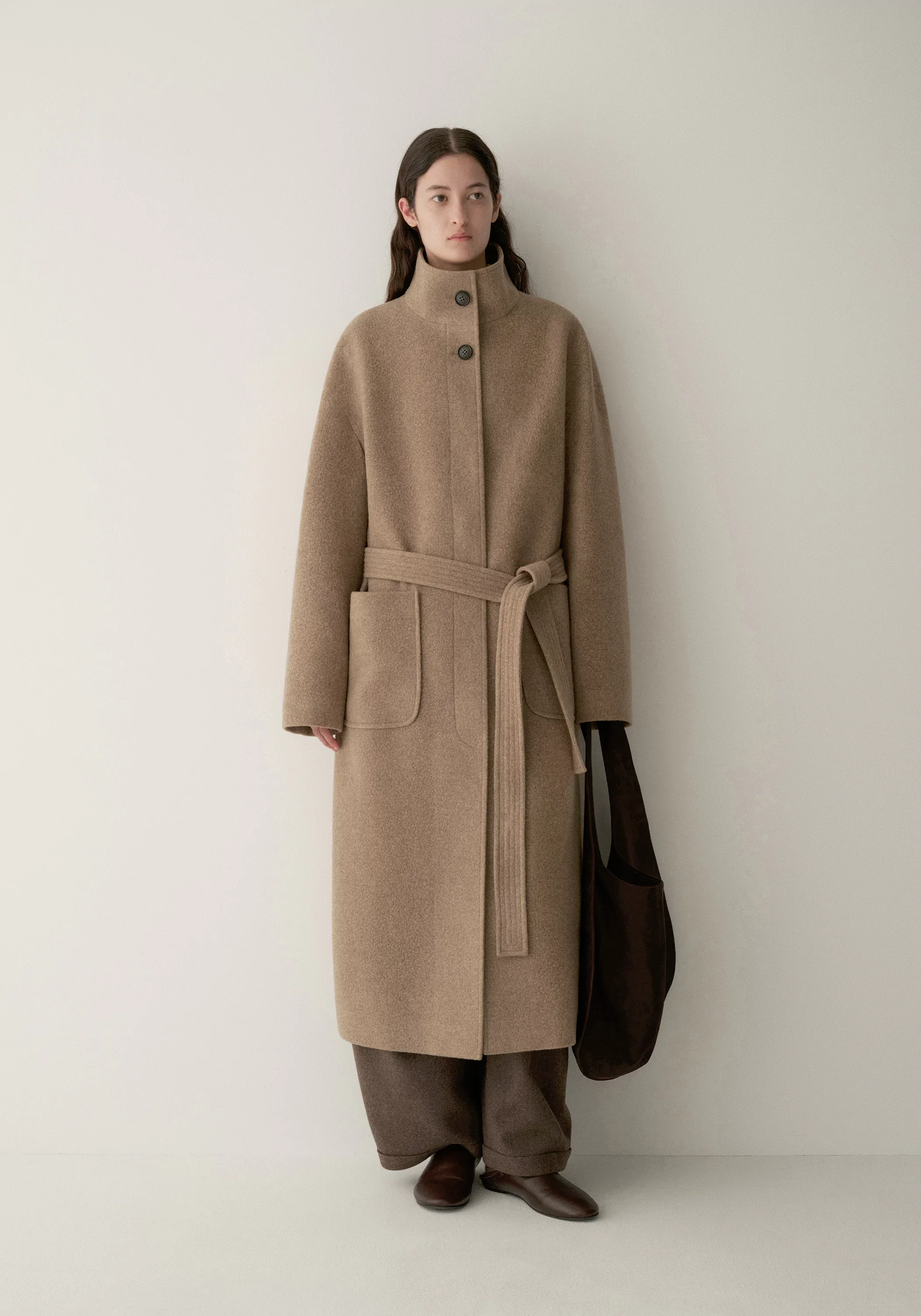 High-twist Wool Stand-collar Coat