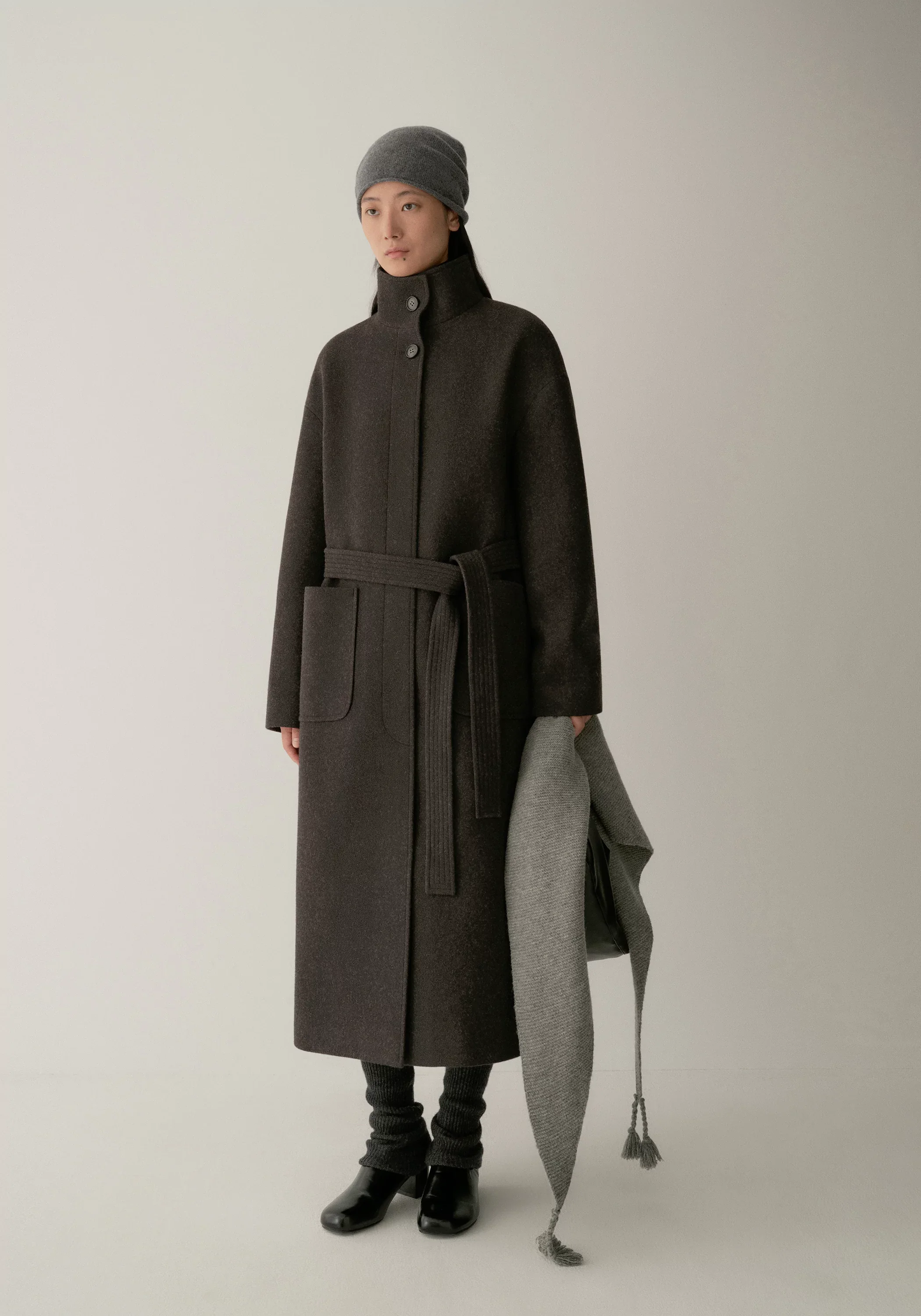 High-twist Wool Stand-collar Coat - Image 15