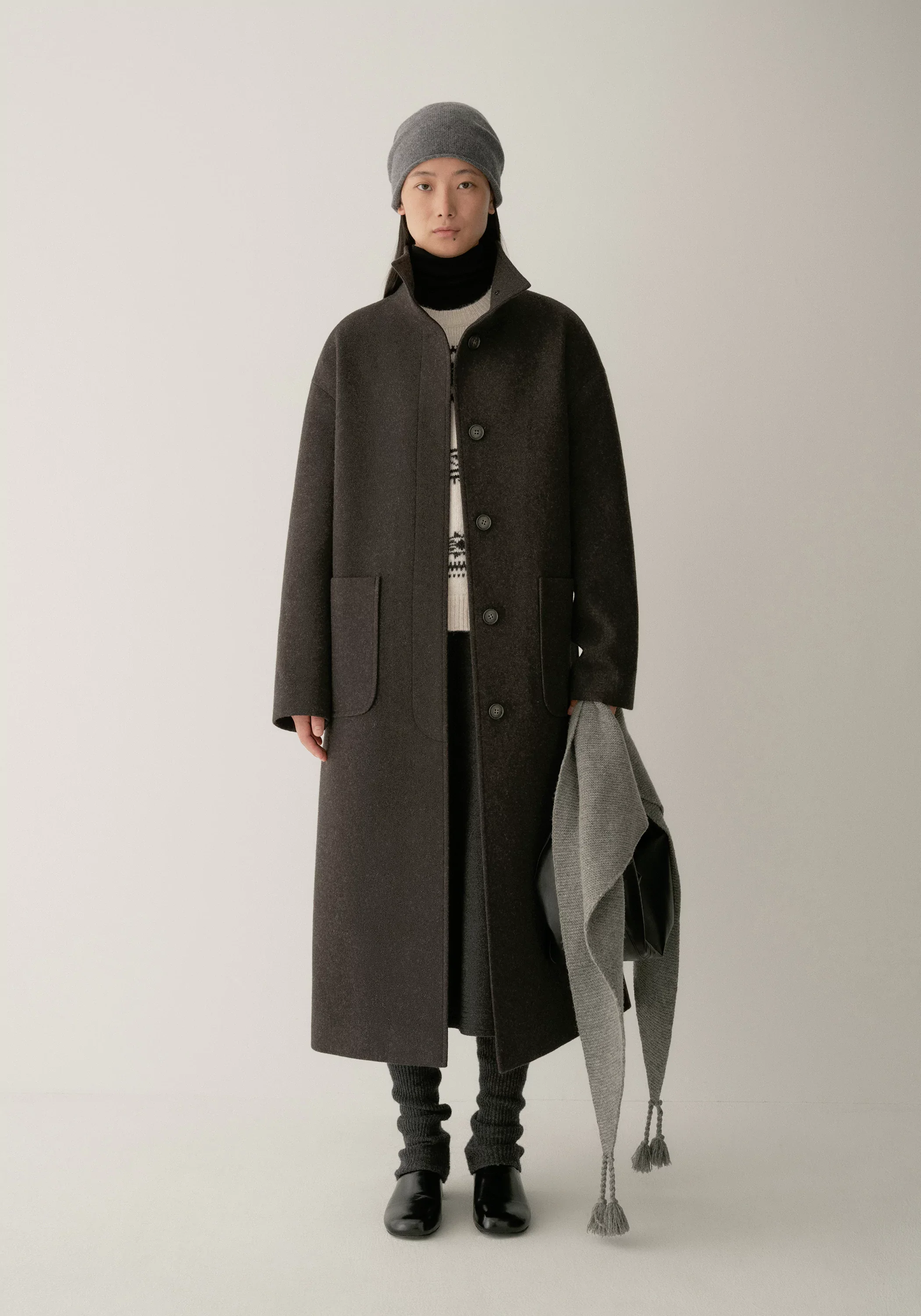 High-twist Wool Stand-collar Coat - Image 16