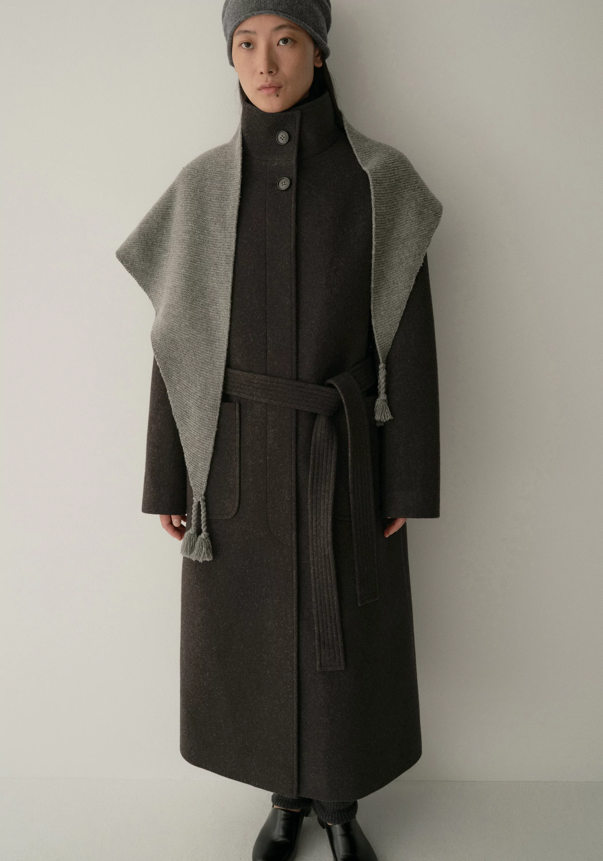 High-twist Wool Stand-collar Coat - Image 18