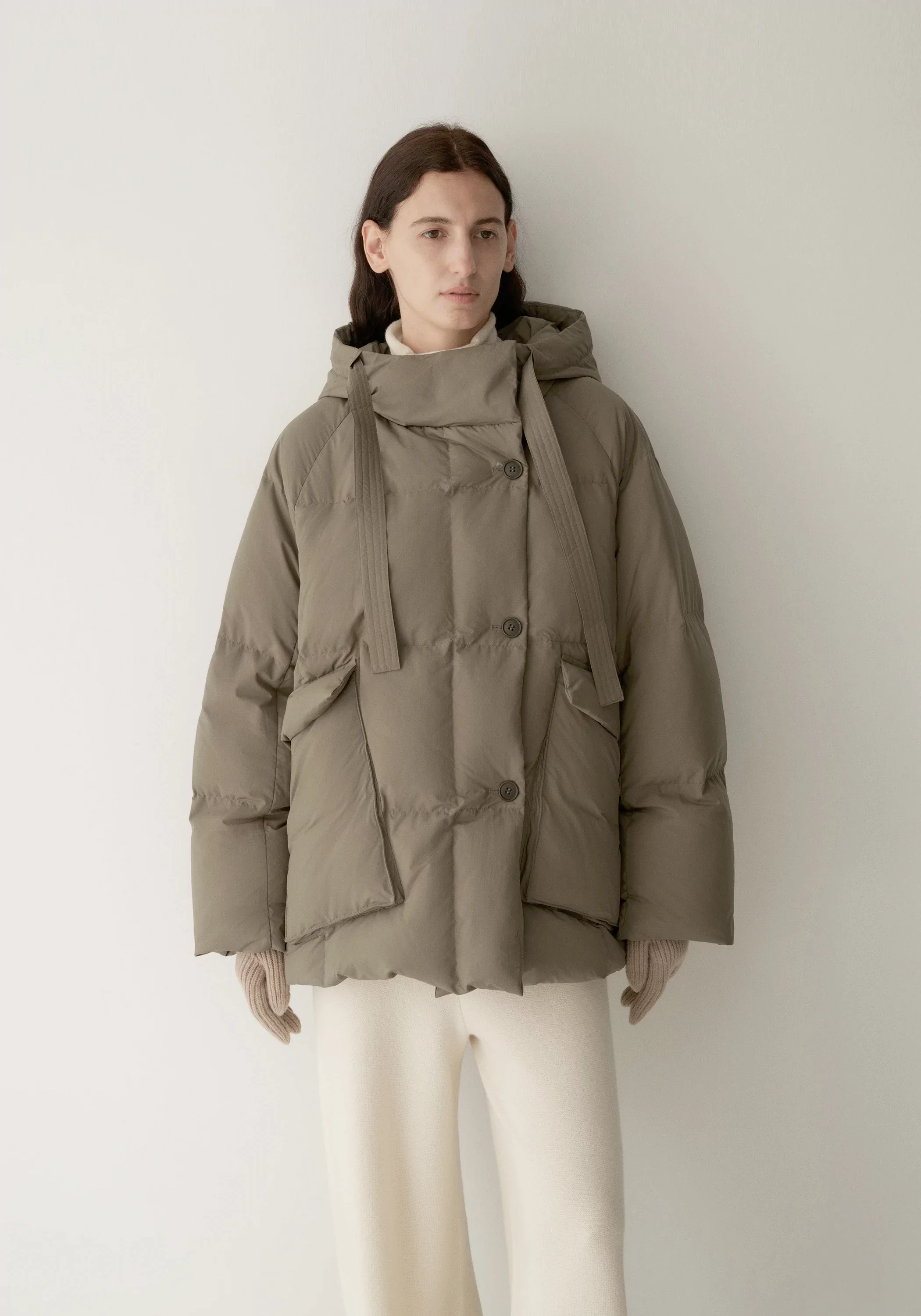 Drawstring Hooded Short Down Jacket