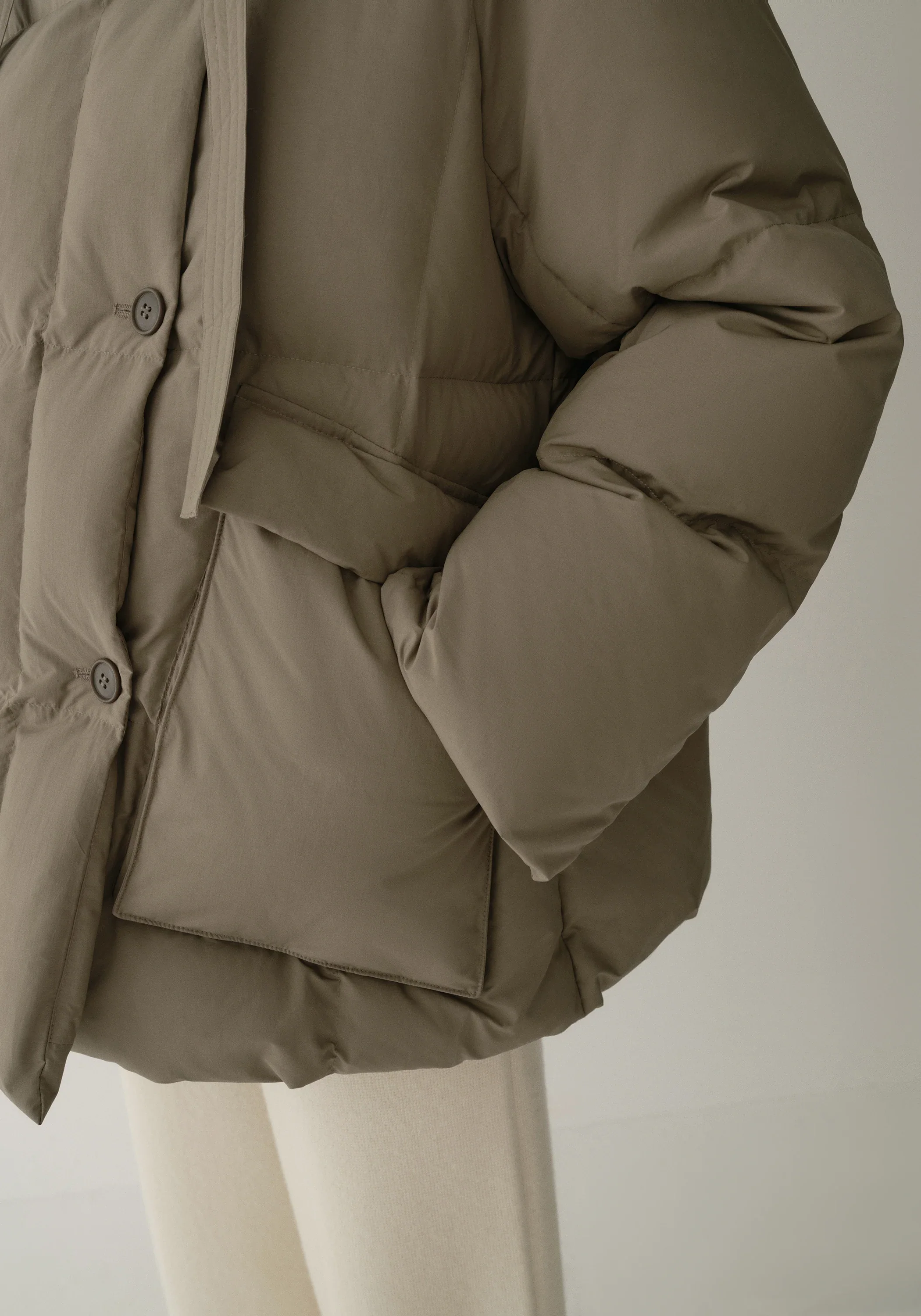 Drawstring Hooded Short Down Jacket - Image 13