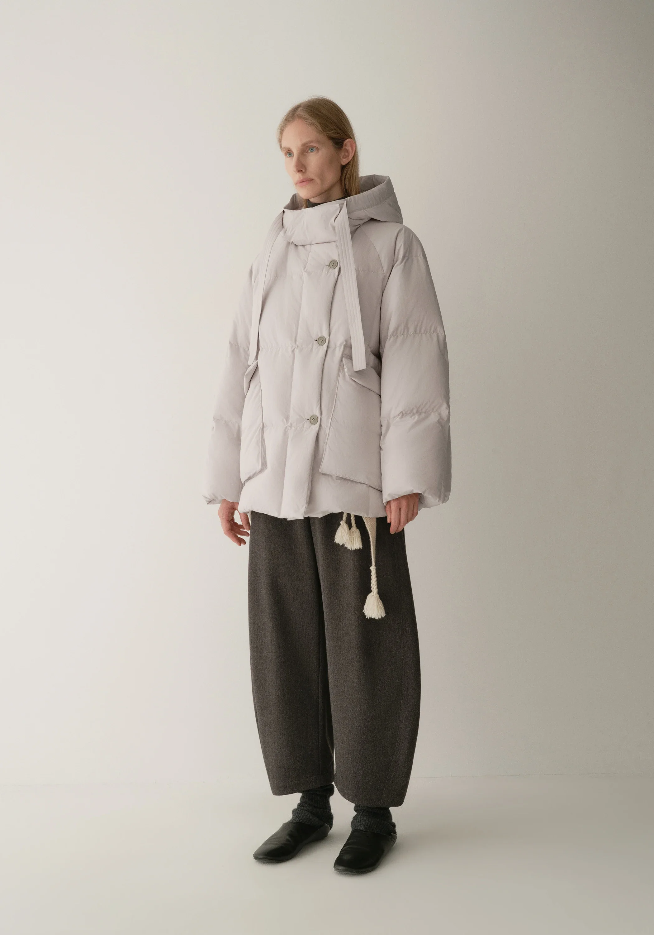 Drawstring Hooded Short Down Jacket - Image 17